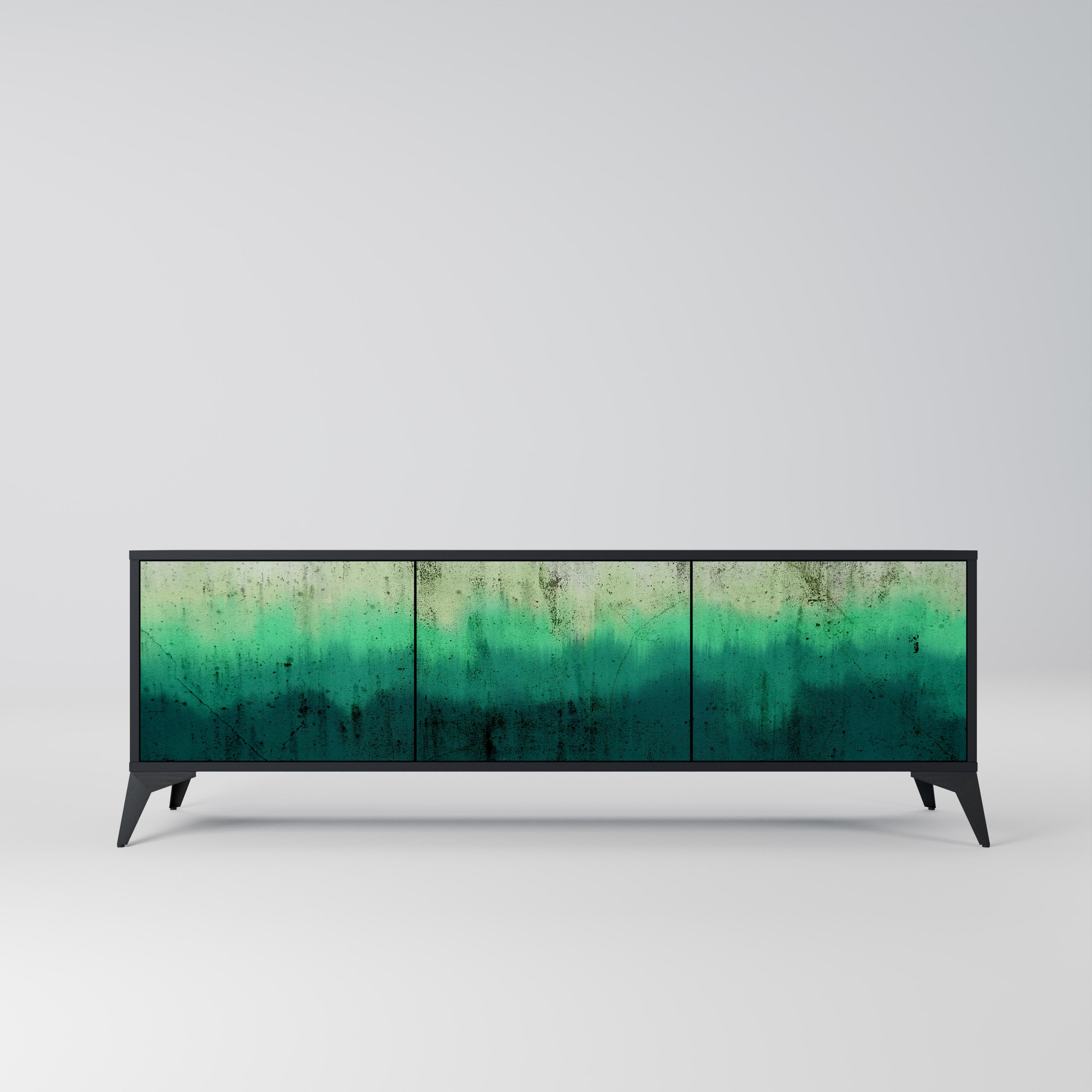 Mueble de TV de 3 puertas NORTHERN LIGHTS con acabado negro