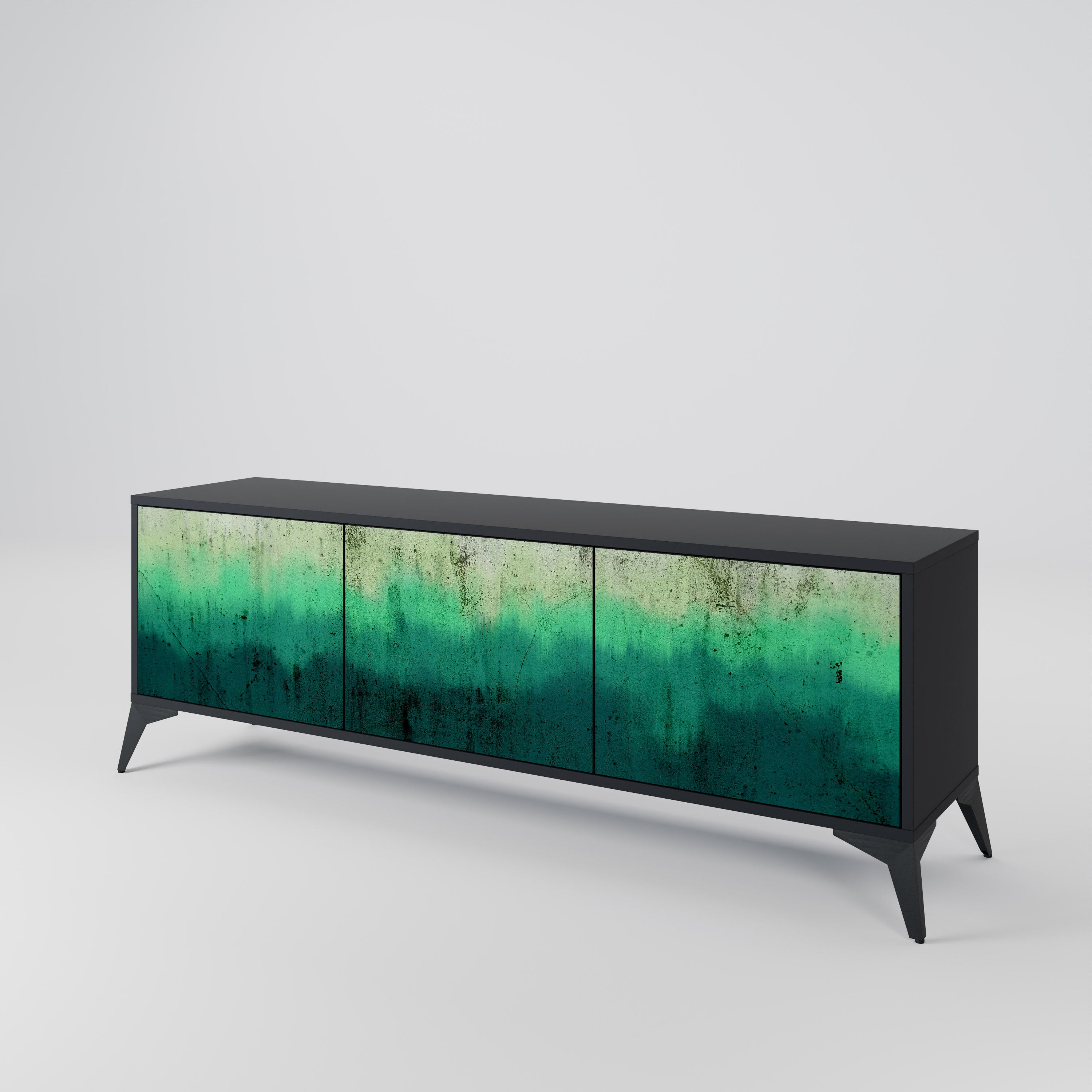 Mueble de TV de 3 puertas NORTHERN LIGHTS con acabado negro