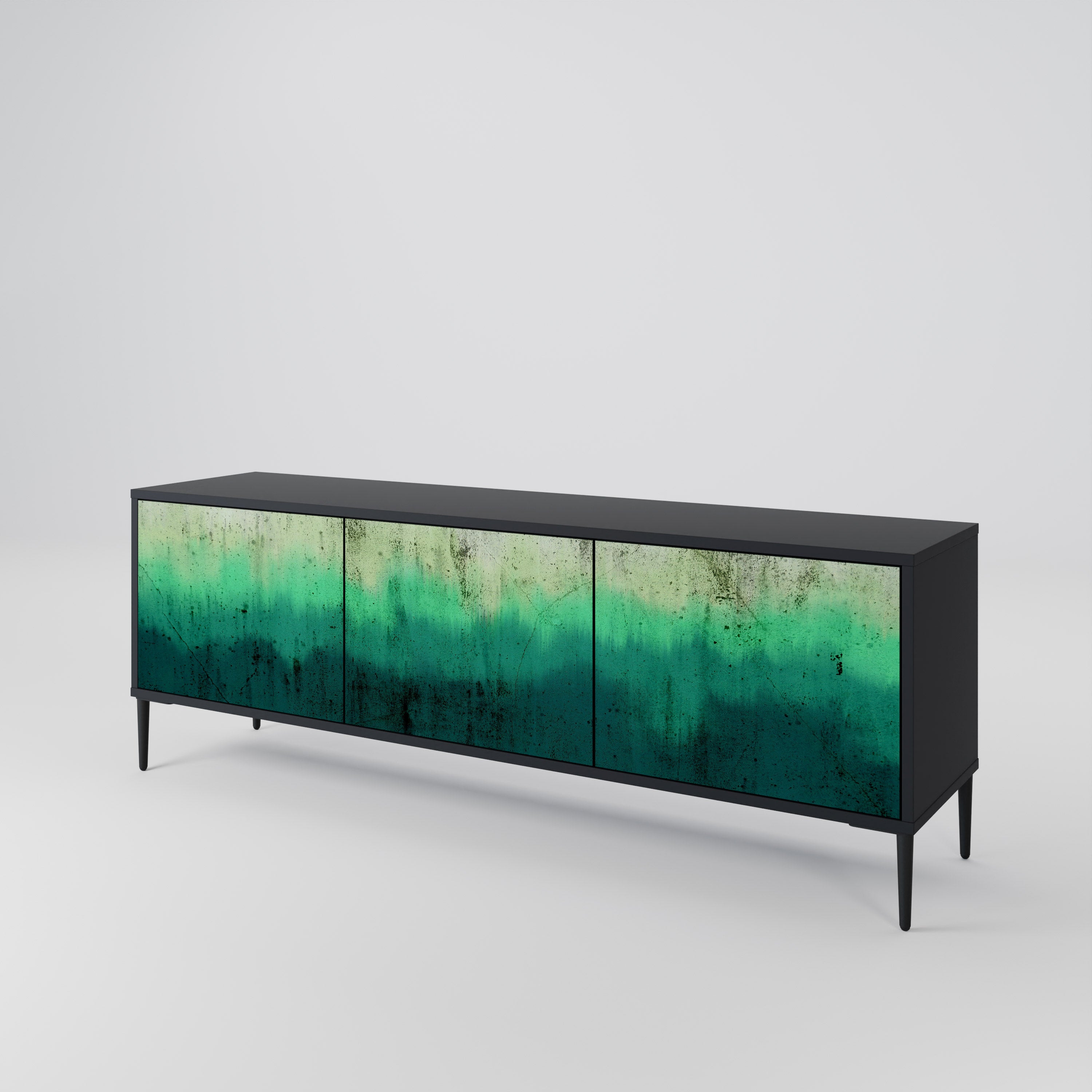 Mueble de TV de 3 puertas NORTHERN LIGHTS con acabado negro