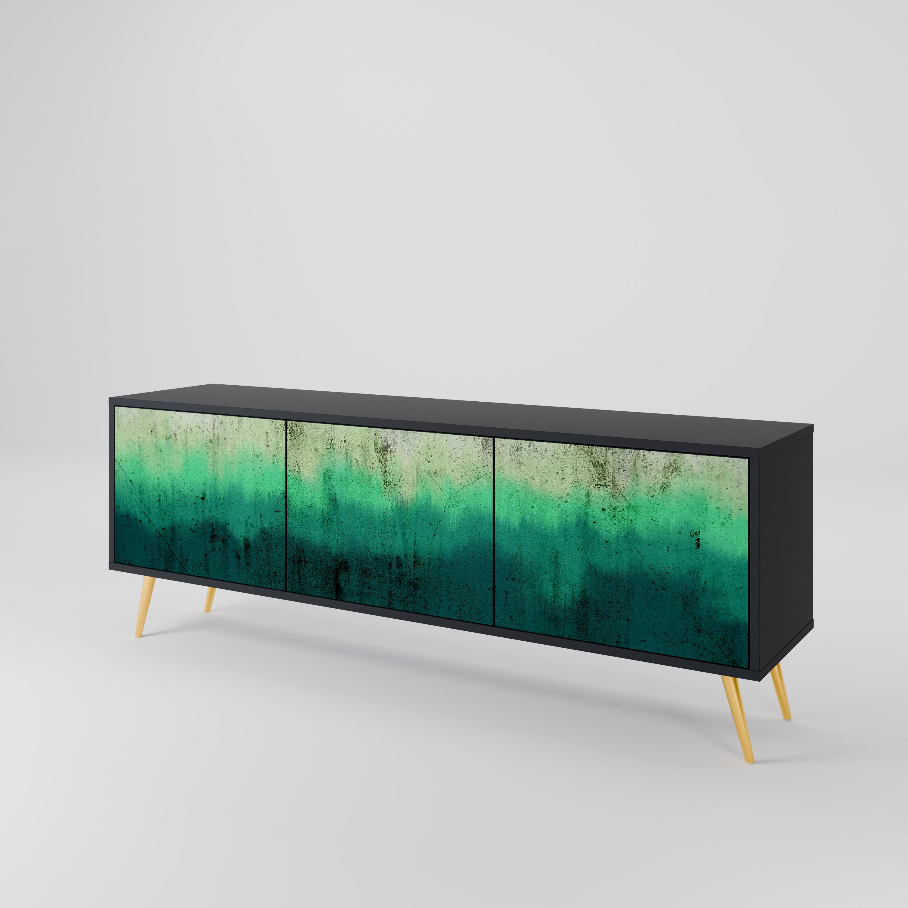 Mueble de TV de 3 puertas NORTHERN LIGHTS con acabado negro