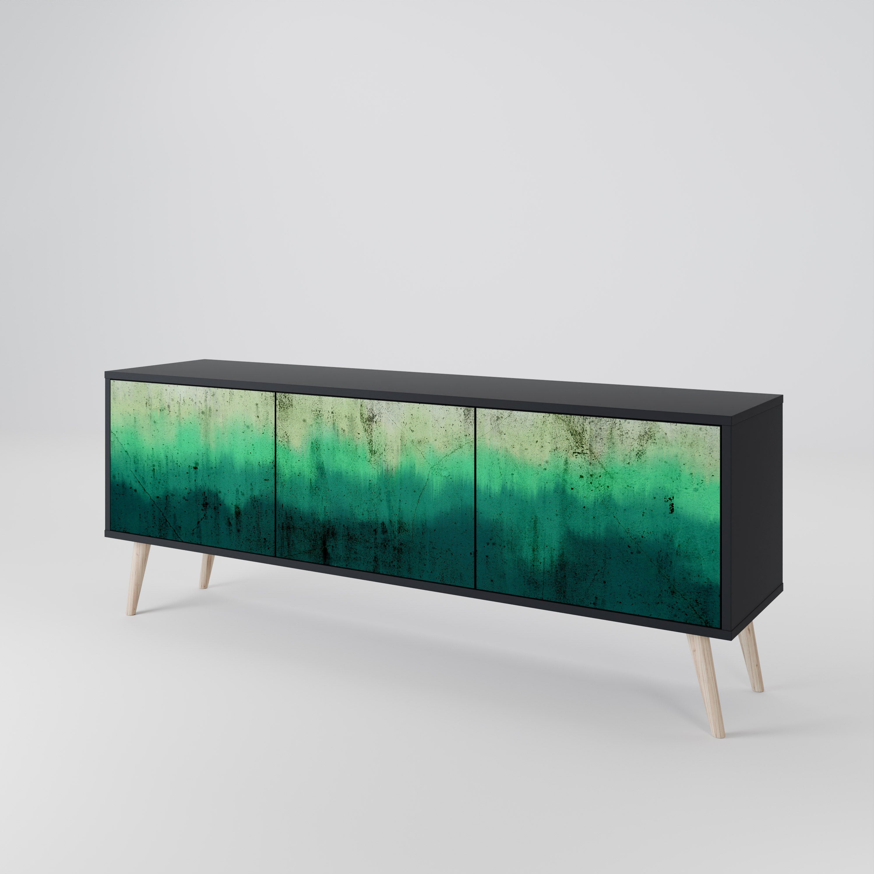 Mueble de TV de 3 puertas NORTHERN LIGHTS con acabado negro