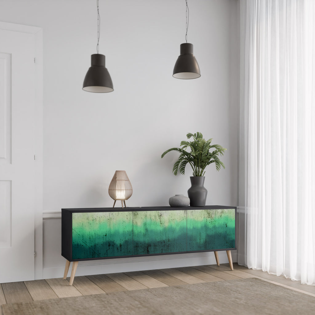 Mueble de TV de 3 puertas NORTHERN LIGHTS con acabado negro