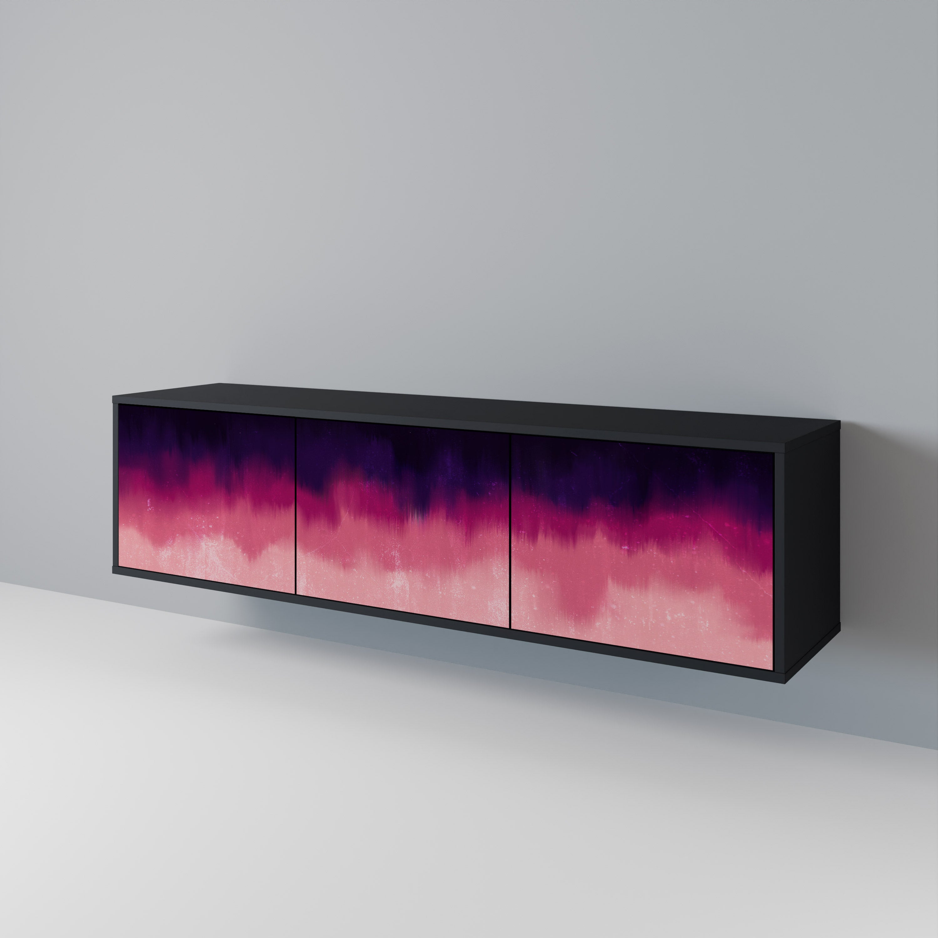Mueble de TV AURORA BOREALIS de 3 puertas con acabado negro