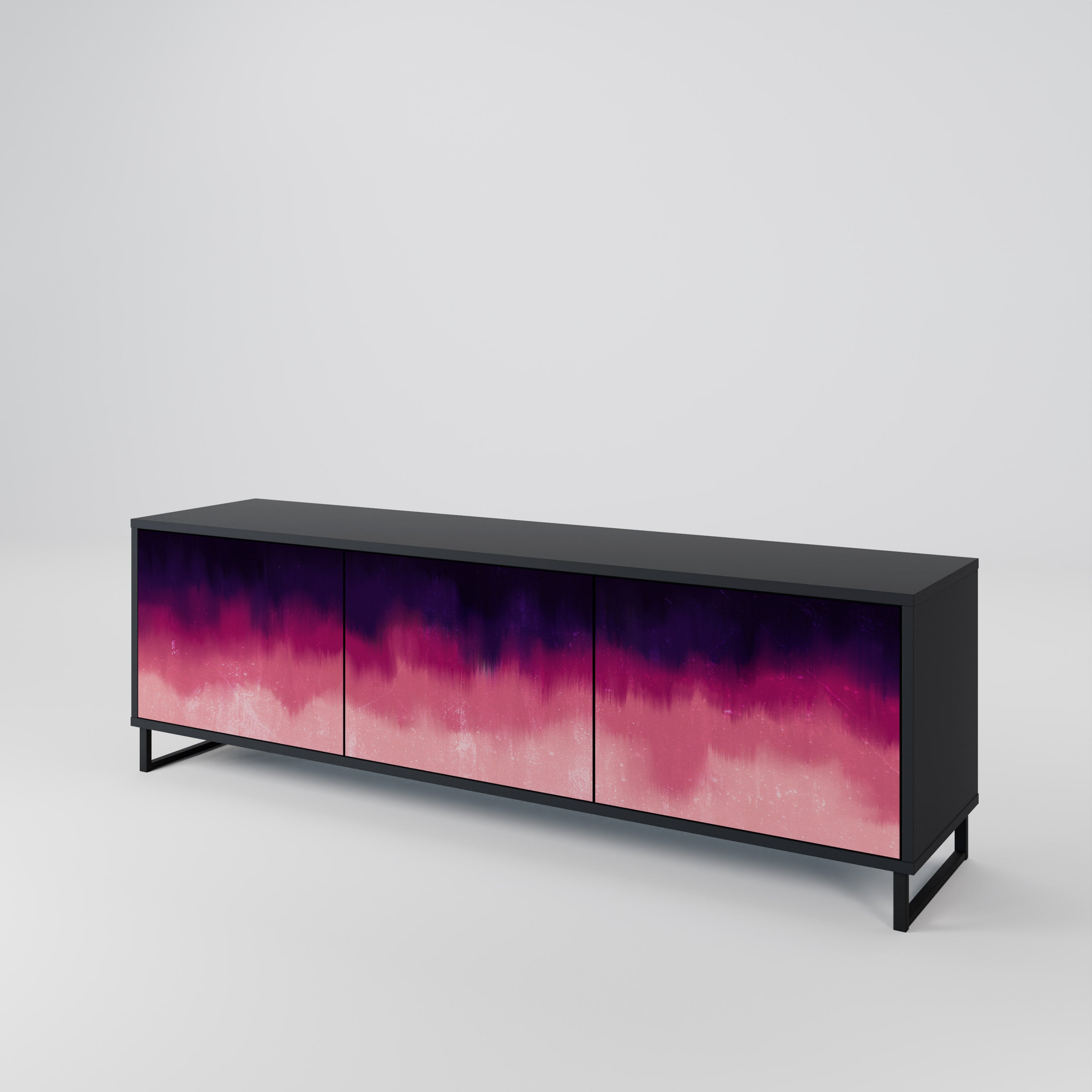 Mueble de TV AURORA BOREALIS de 3 puertas con acabado negro