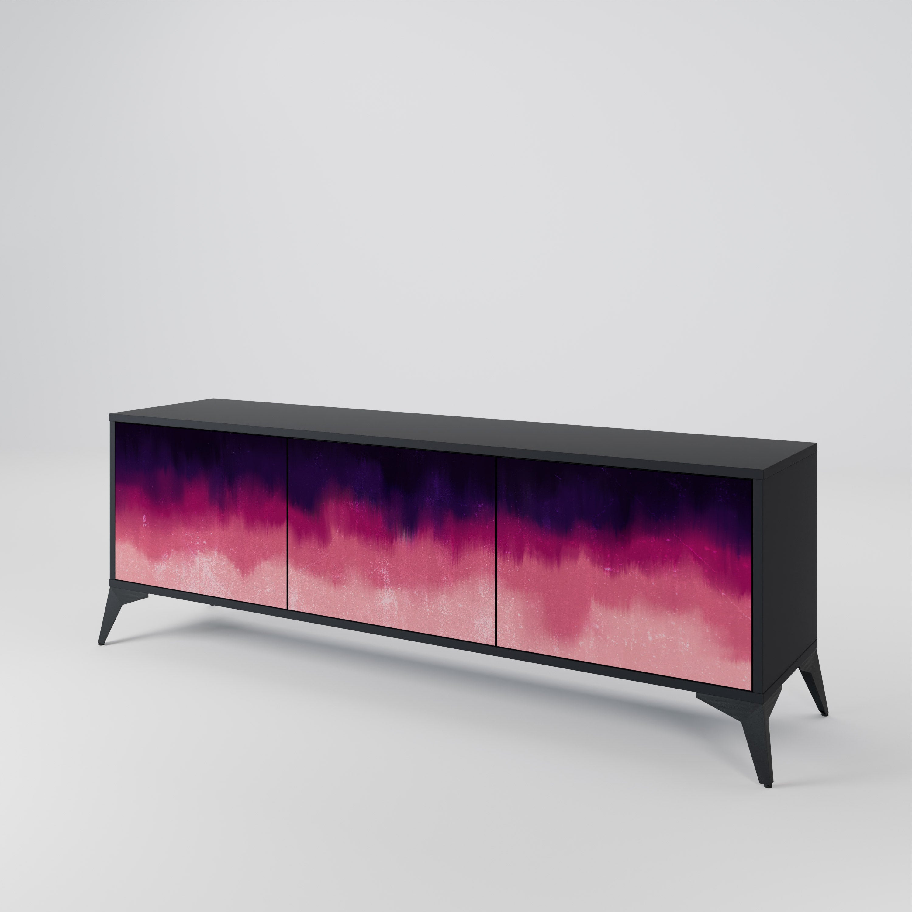 Mueble de TV AURORA BOREALIS de 3 puertas con acabado negro