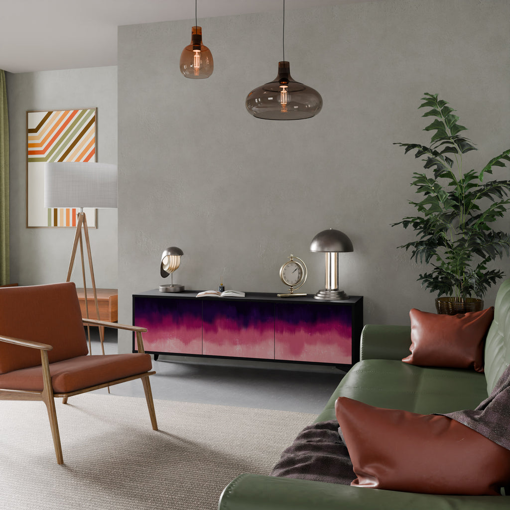 Mueble de TV AURORA BOREALIS de 3 puertas con acabado negro
