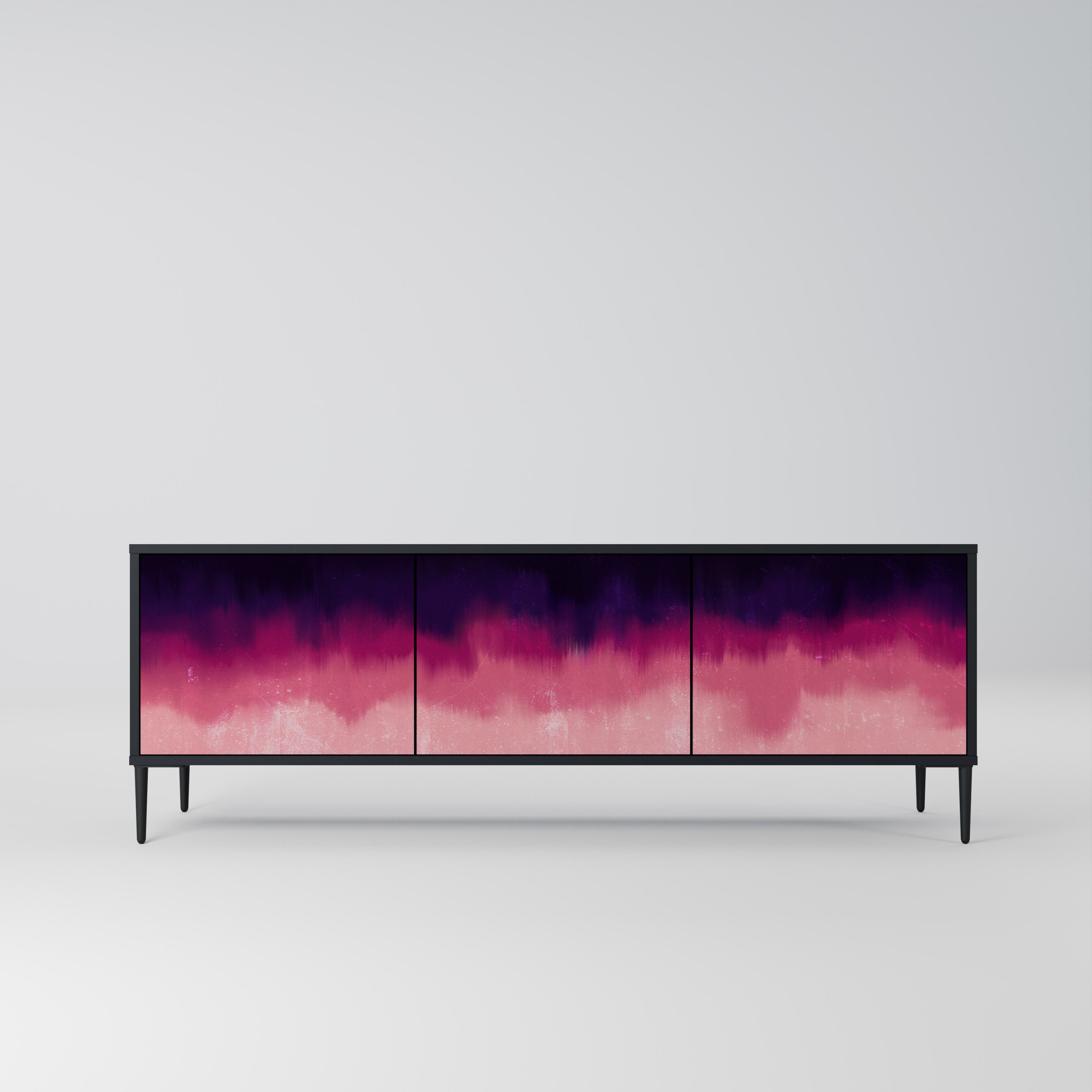 Mueble de TV AURORA BOREALIS de 3 puertas con acabado negro