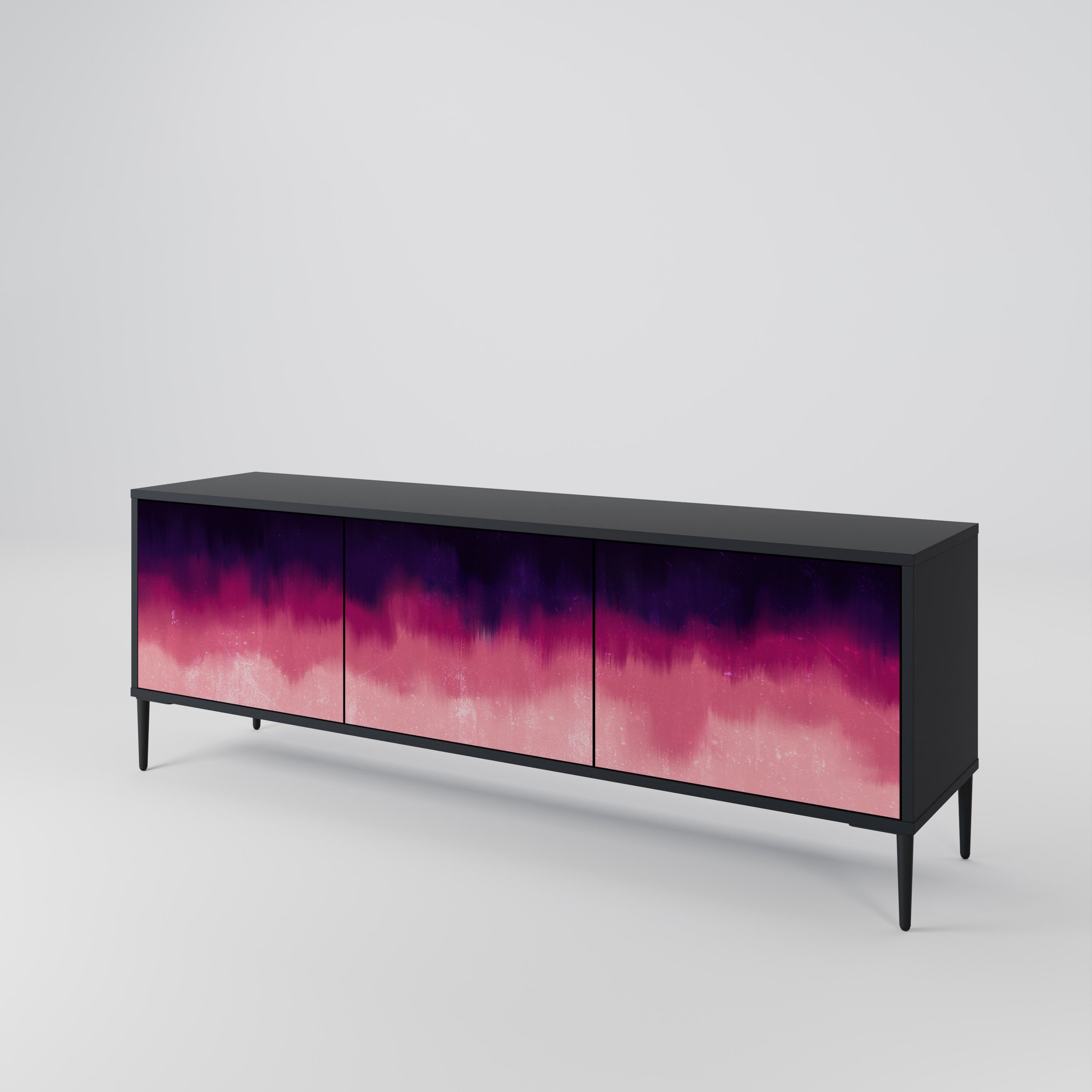 Mueble de TV AURORA BOREALIS de 3 puertas con acabado negro