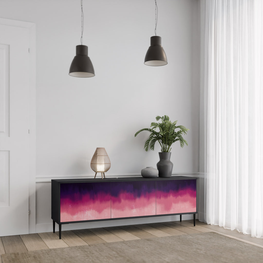 Mueble de TV AURORA BOREALIS de 3 puertas con acabado negro