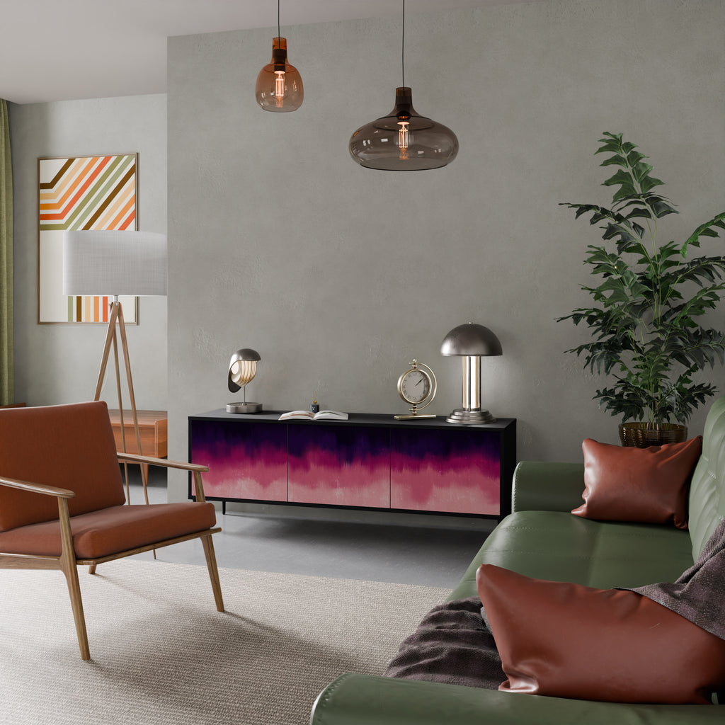 Mueble de TV AURORA BOREALIS de 3 puertas con acabado negro