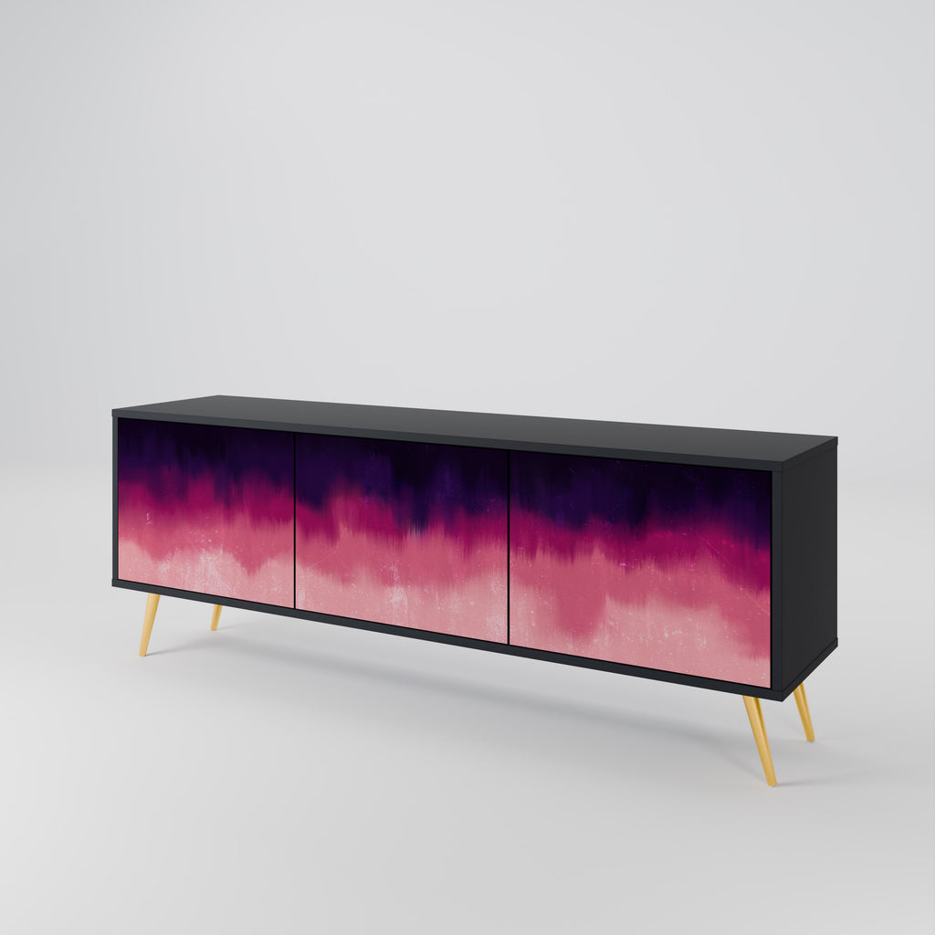 Mueble de TV AURORA BOREALIS de 3 puertas con acabado negro