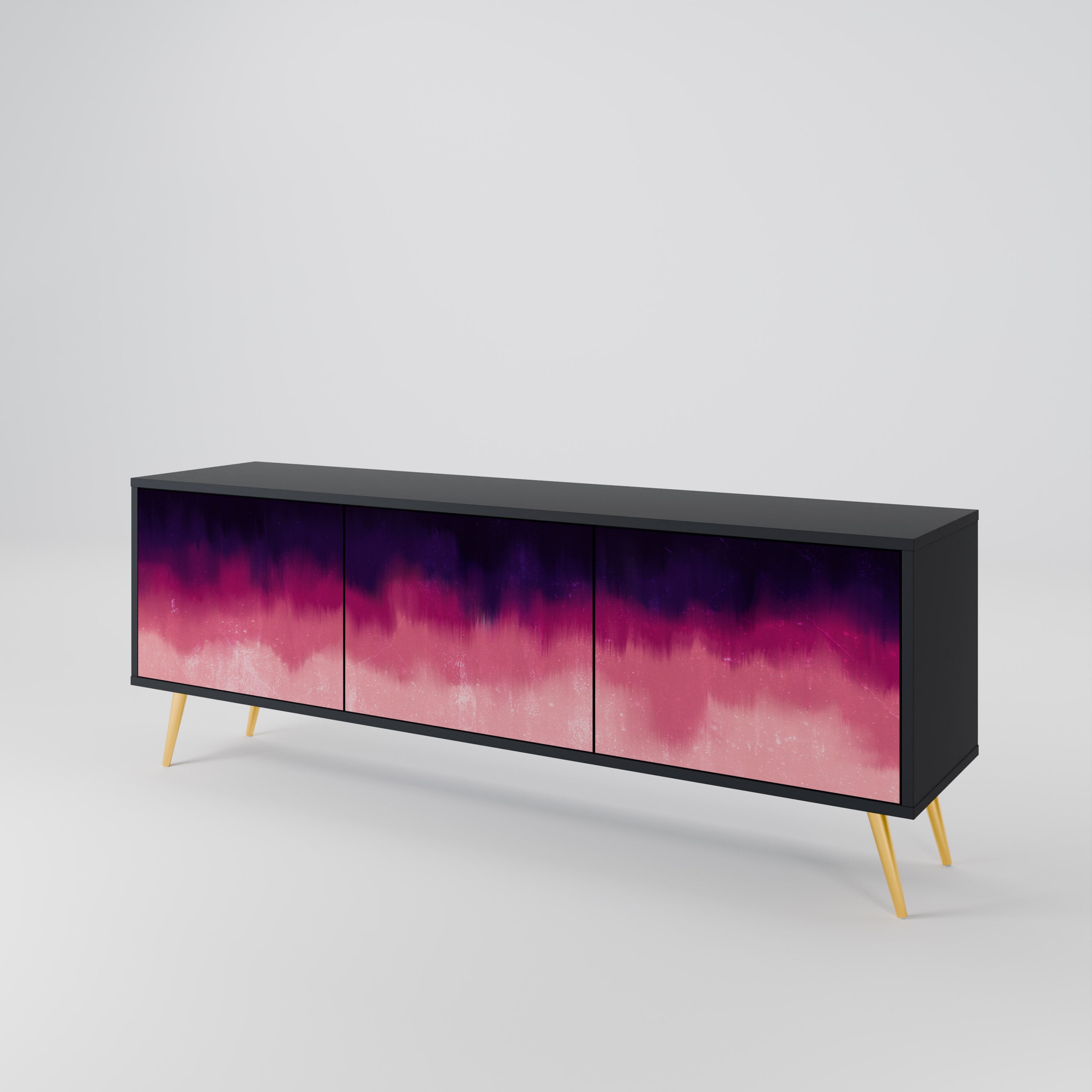 Mueble de TV AURORA BOREALIS de 3 puertas con acabado negro
