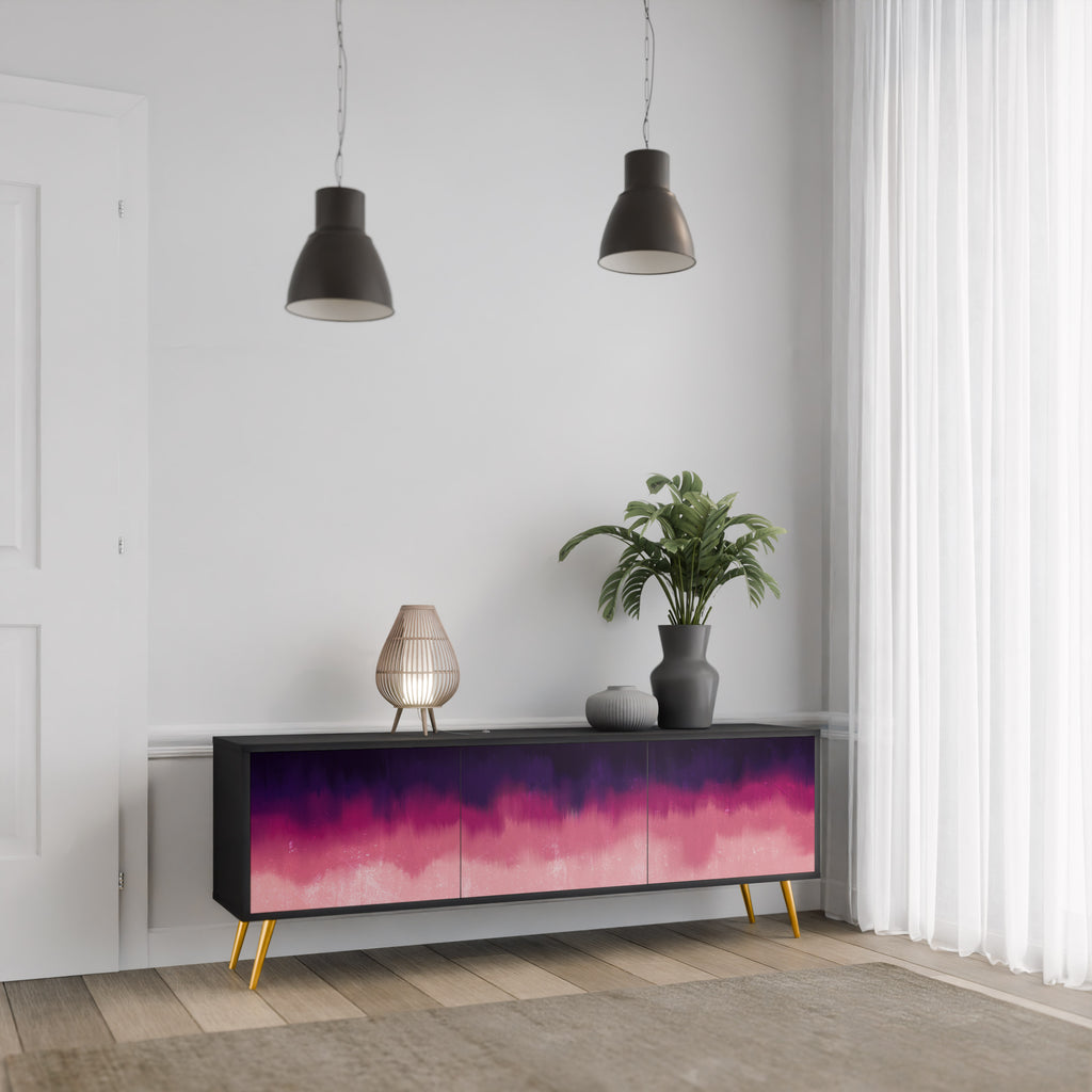 Mueble de TV AURORA BOREALIS de 3 puertas con acabado negro