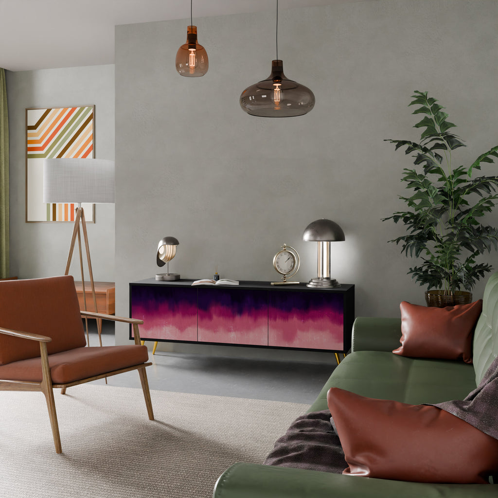 Mueble de TV AURORA BOREALIS de 3 puertas con acabado negro