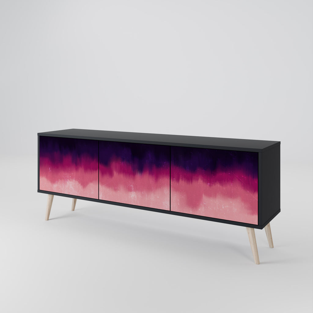 Mueble de TV AURORA BOREALIS de 3 puertas con acabado negro