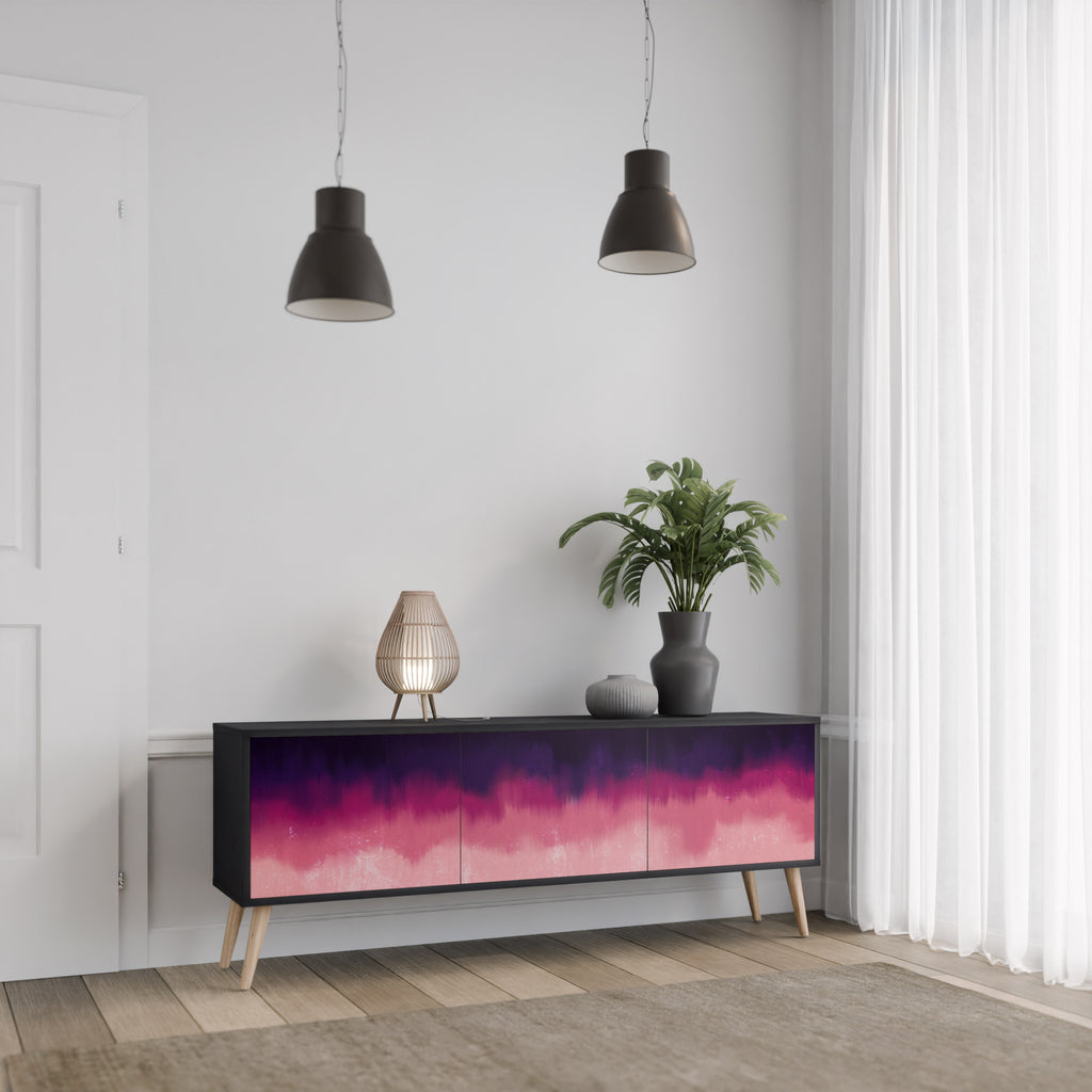 Mueble de TV AURORA BOREALIS de 3 puertas con acabado negro