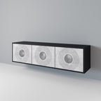 SOLID CIRCLES Mueble de TV de 3 Puertas en Acabado Negro