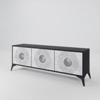 SOLID CIRCLES Mueble de TV de 3 Puertas en Acabado Negro