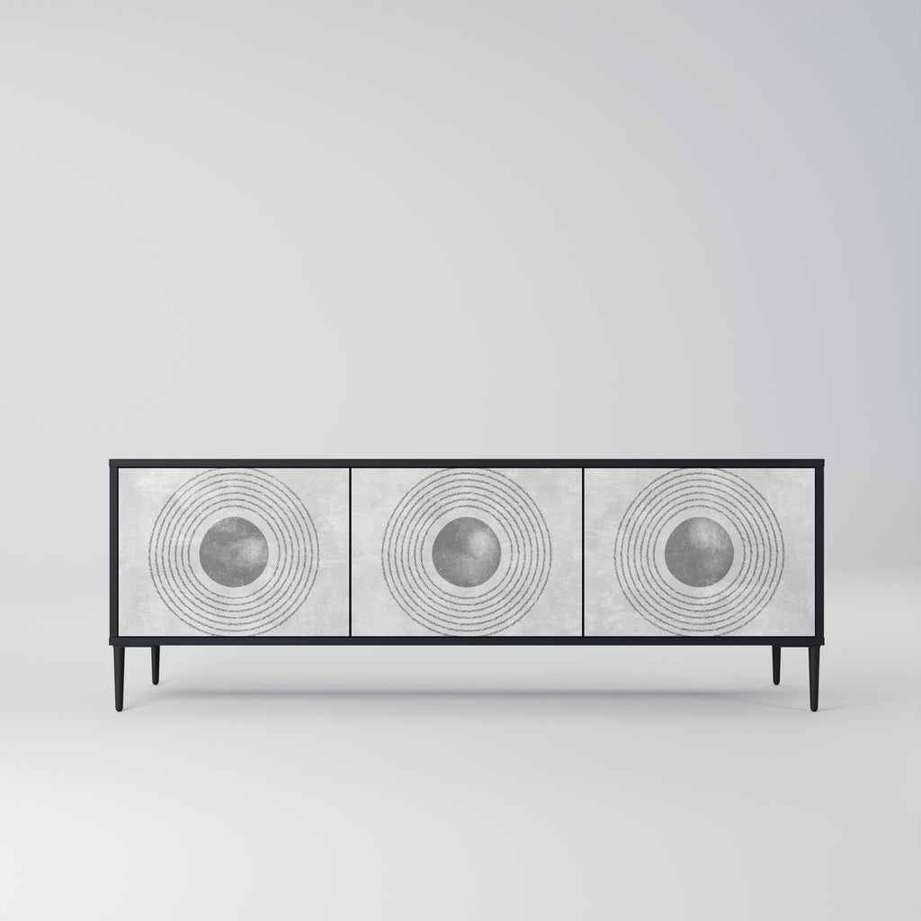 Mueble de TV de 3 puertas SOLID CIRCLES en acabado negro