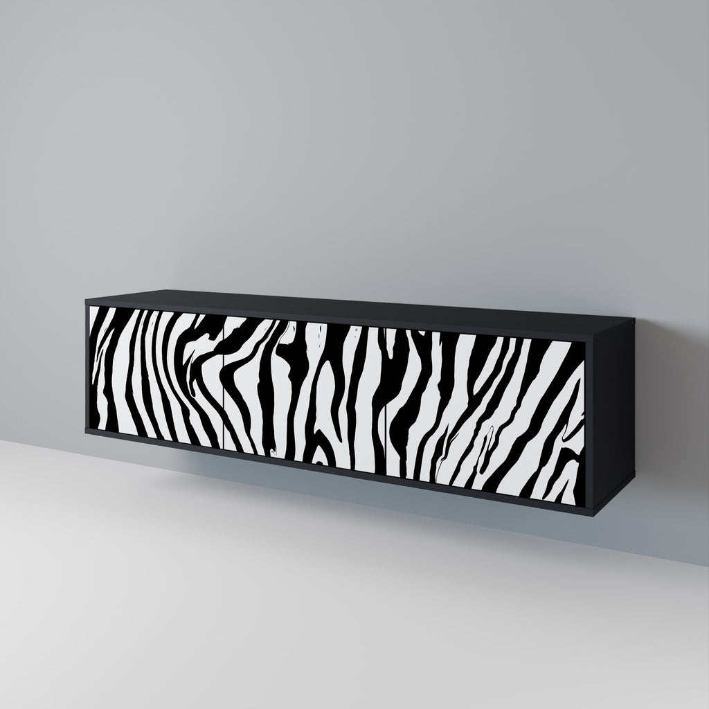Mueble de TV SPLENDID ZEBRA de 3 puertas con acabado negro