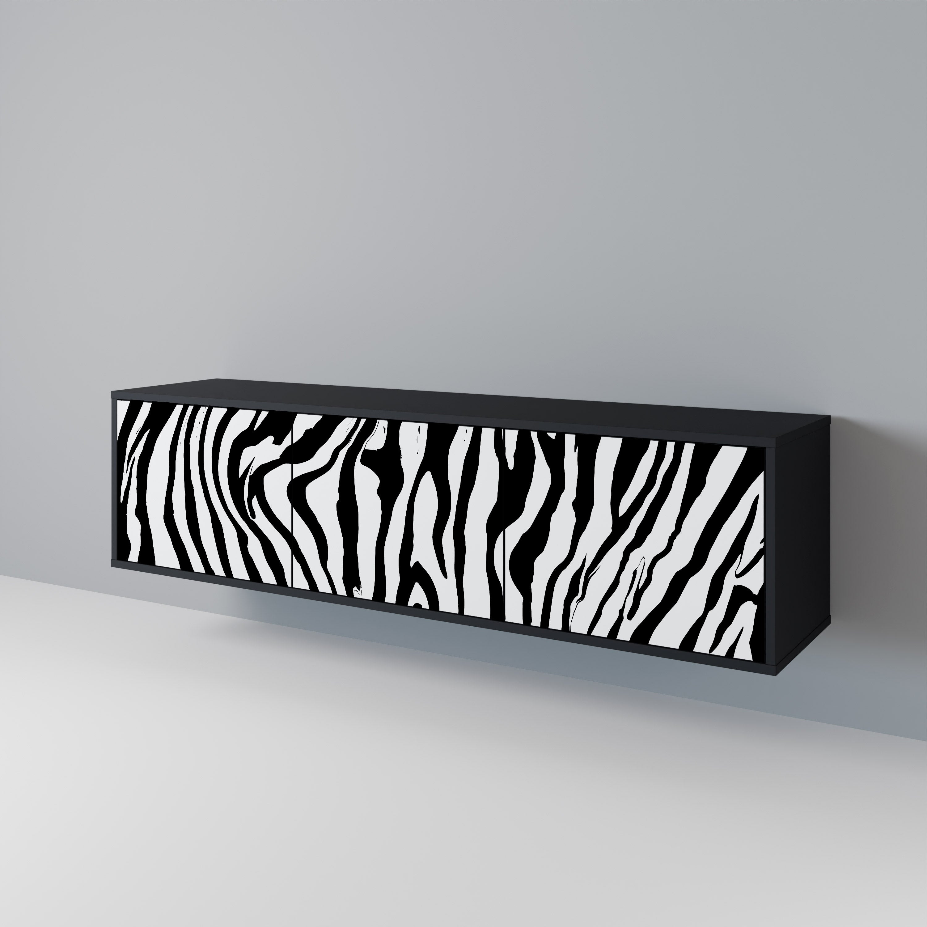 Mueble de TV SPLENDID ZEBRA de 3 puertas con acabado negro