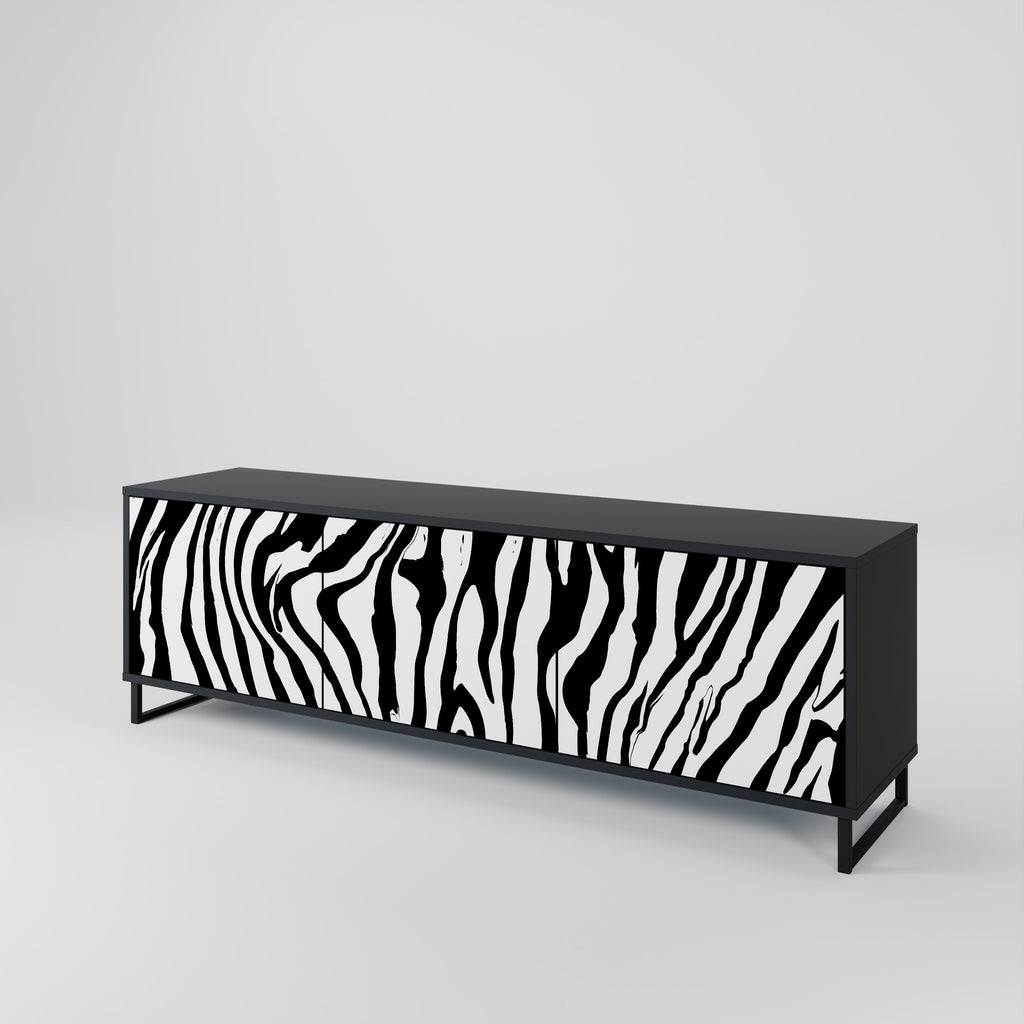Mueble de TV SPLENDID ZEBRA de 3 puertas con acabado negro