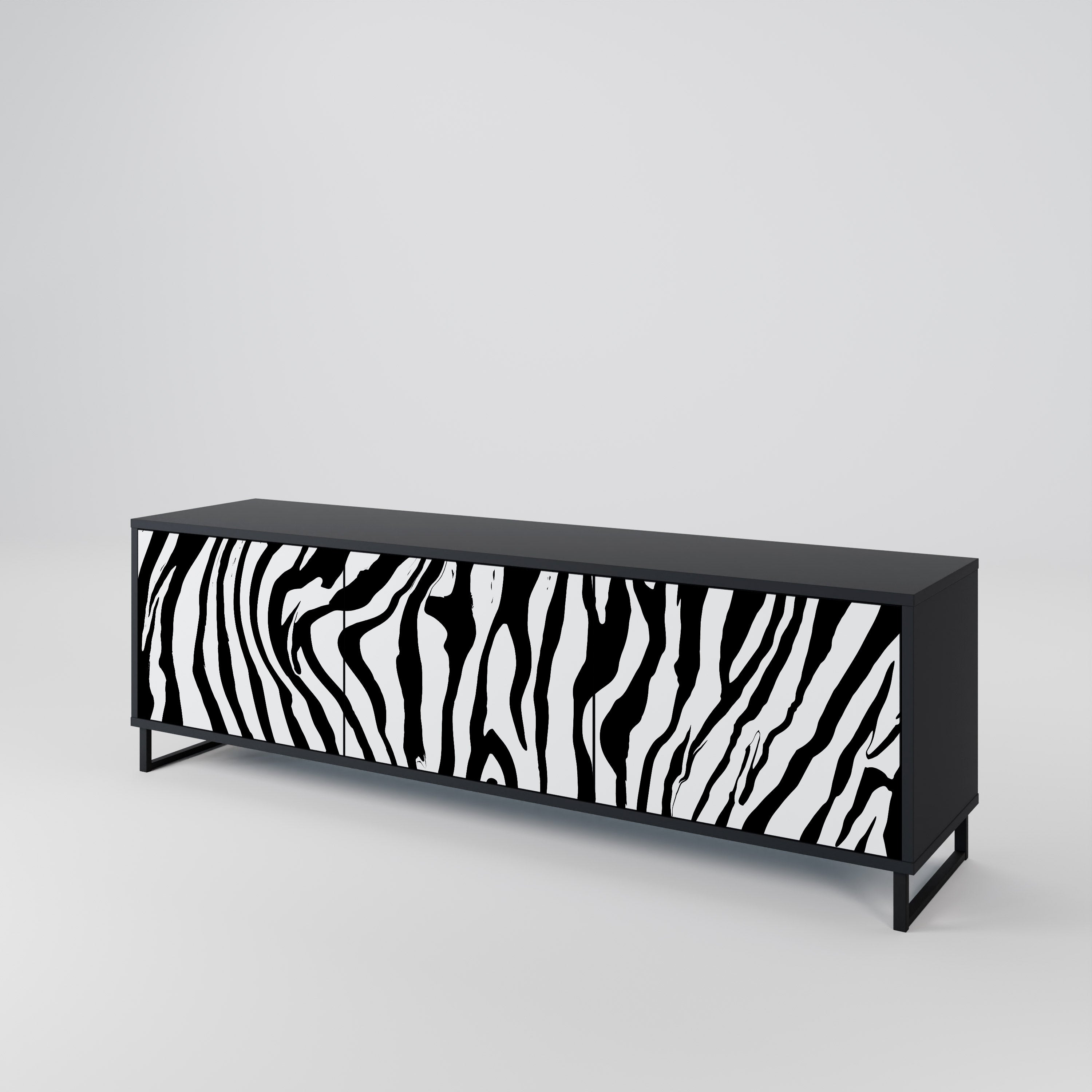 Mueble de TV SPLENDID ZEBRA de 3 puertas con acabado negro