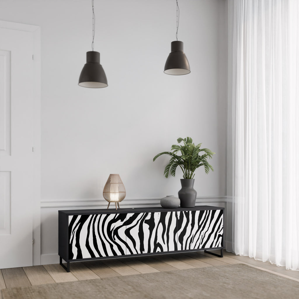 Mueble de TV SPLENDID ZEBRA de 3 puertas con acabado negro