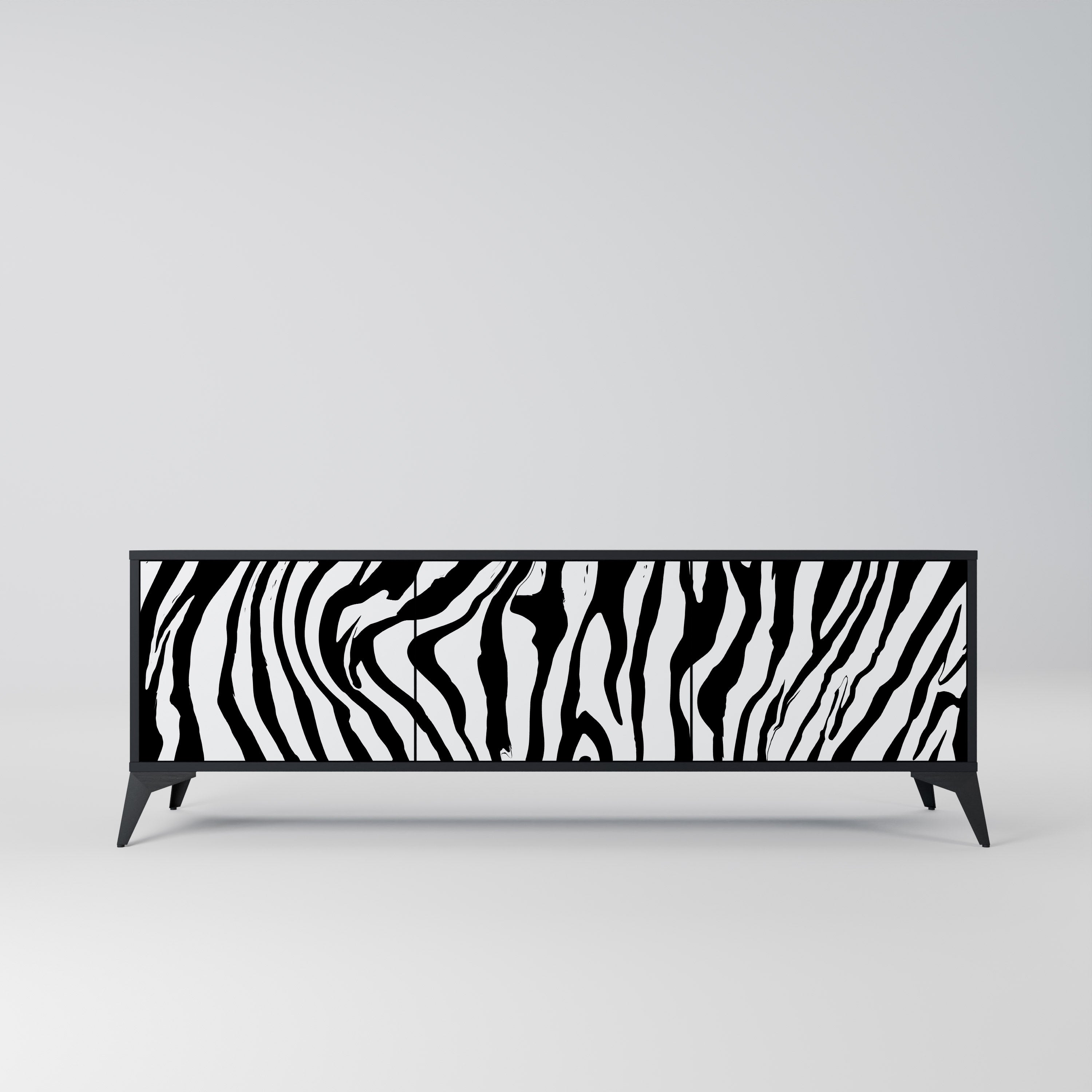 Mueble de TV SPLENDID ZEBRA de 3 puertas con acabado negro