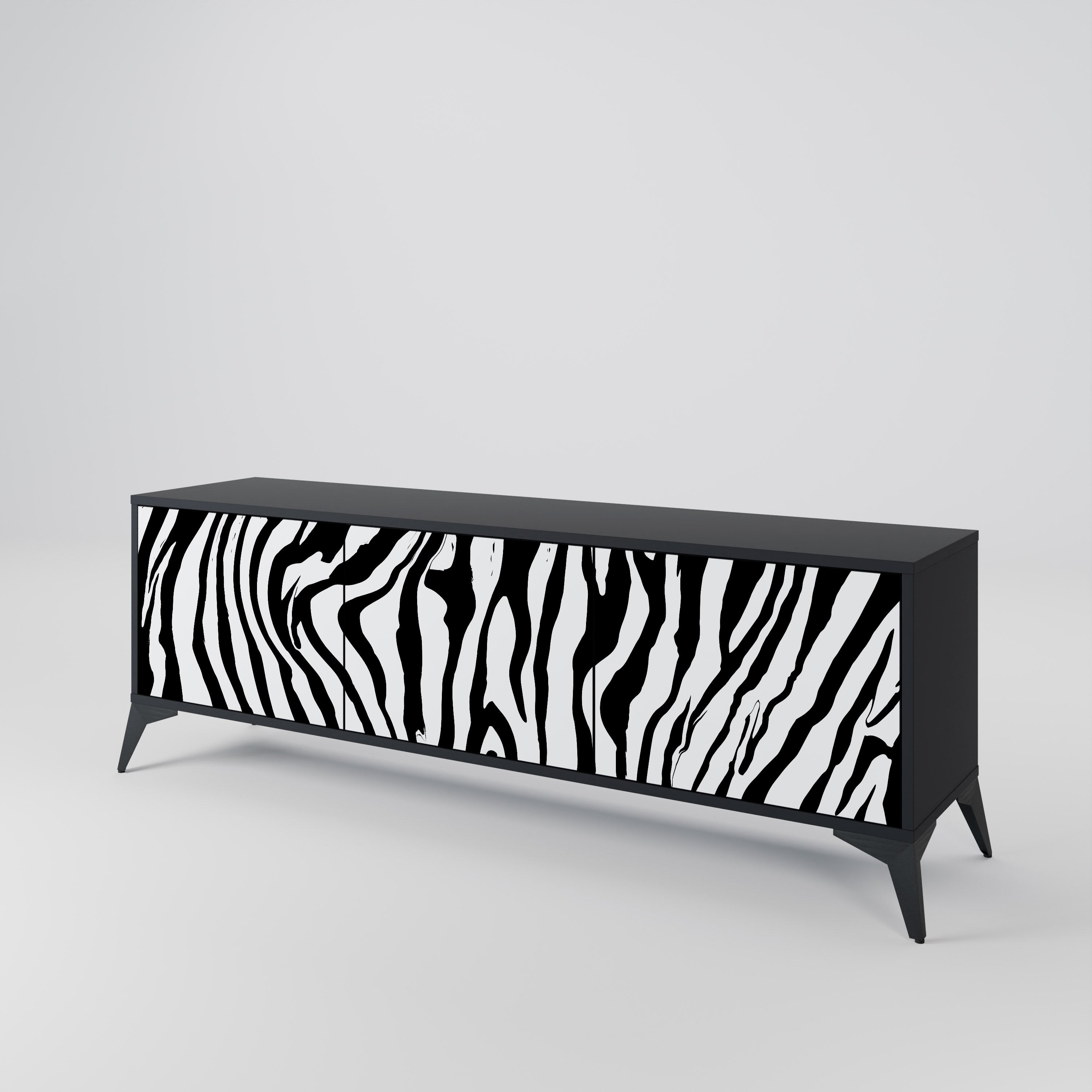 Mueble de TV SPLENDID ZEBRA de 3 puertas con acabado negro