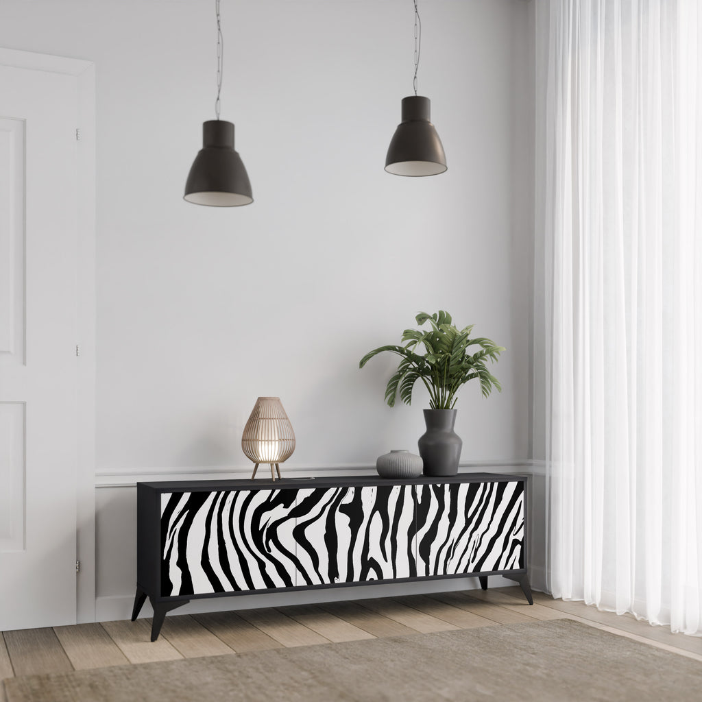 Mueble de TV SPLENDID ZEBRA de 3 puertas con acabado negro