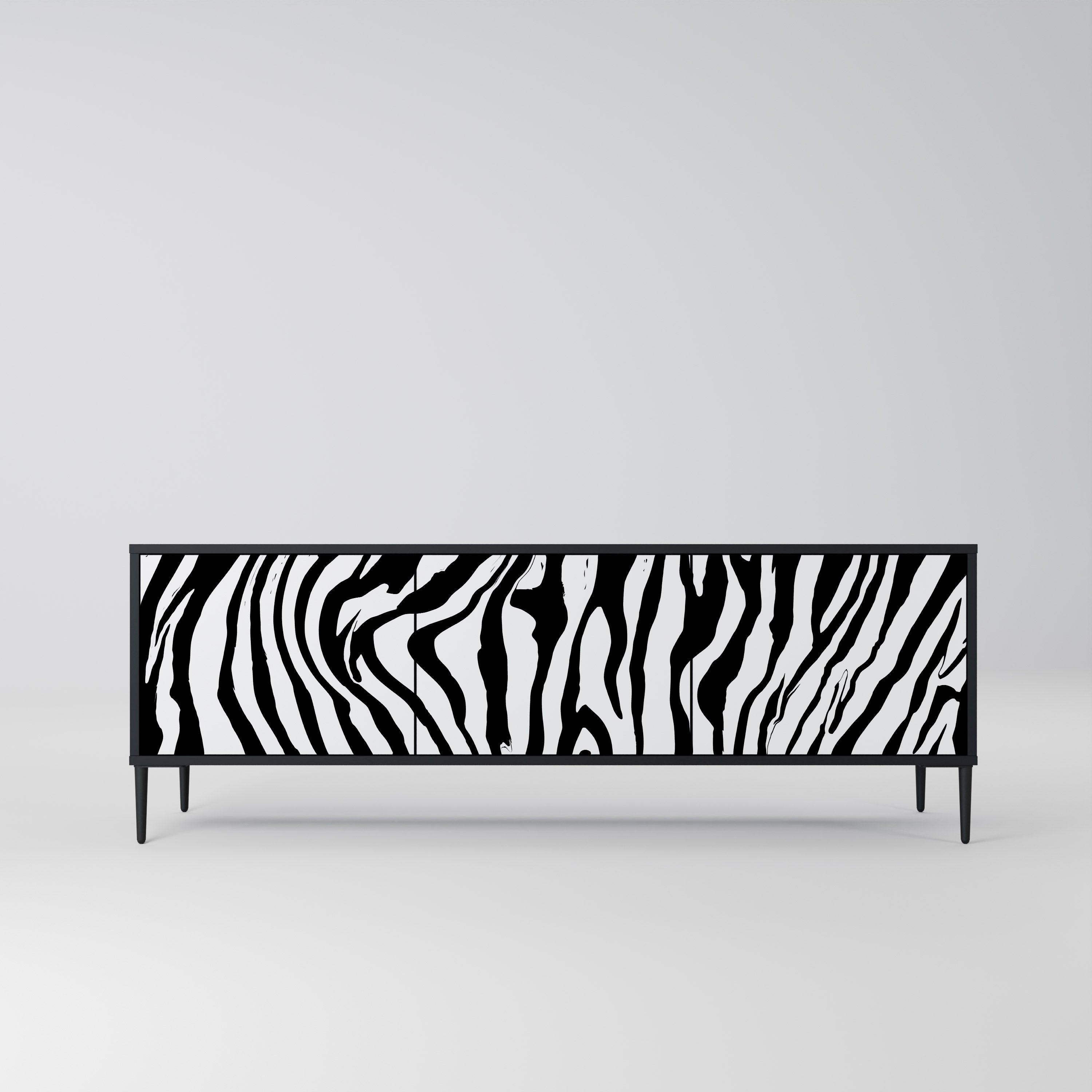 Mueble de TV SPLENDID ZEBRA de 3 puertas con acabado negro