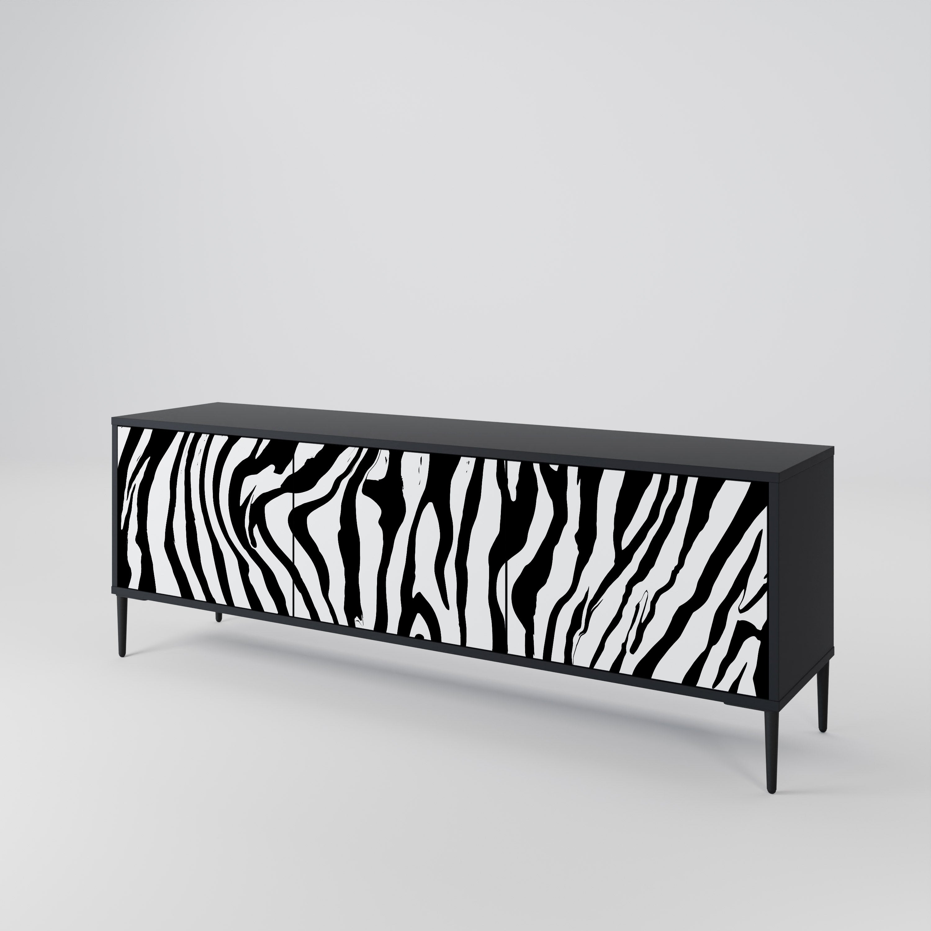 Mueble de TV SPLENDID ZEBRA de 3 puertas con acabado negro