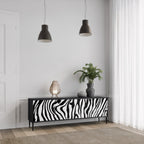 SPLENDID ZEBRA Mueble de TV de 3 Puertas en Acabado Negro