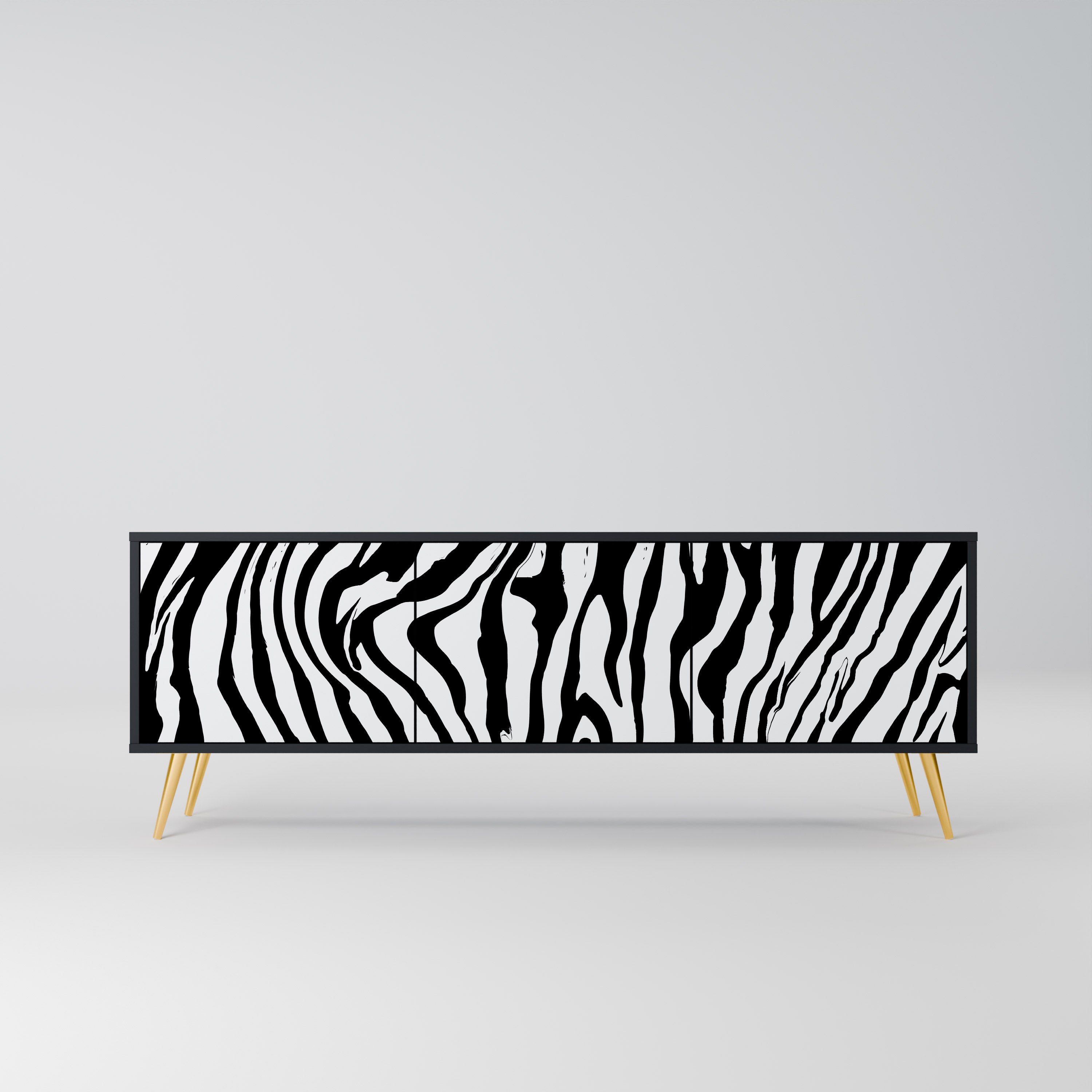 Mueble de TV SPLENDID ZEBRA de 3 puertas con acabado negro