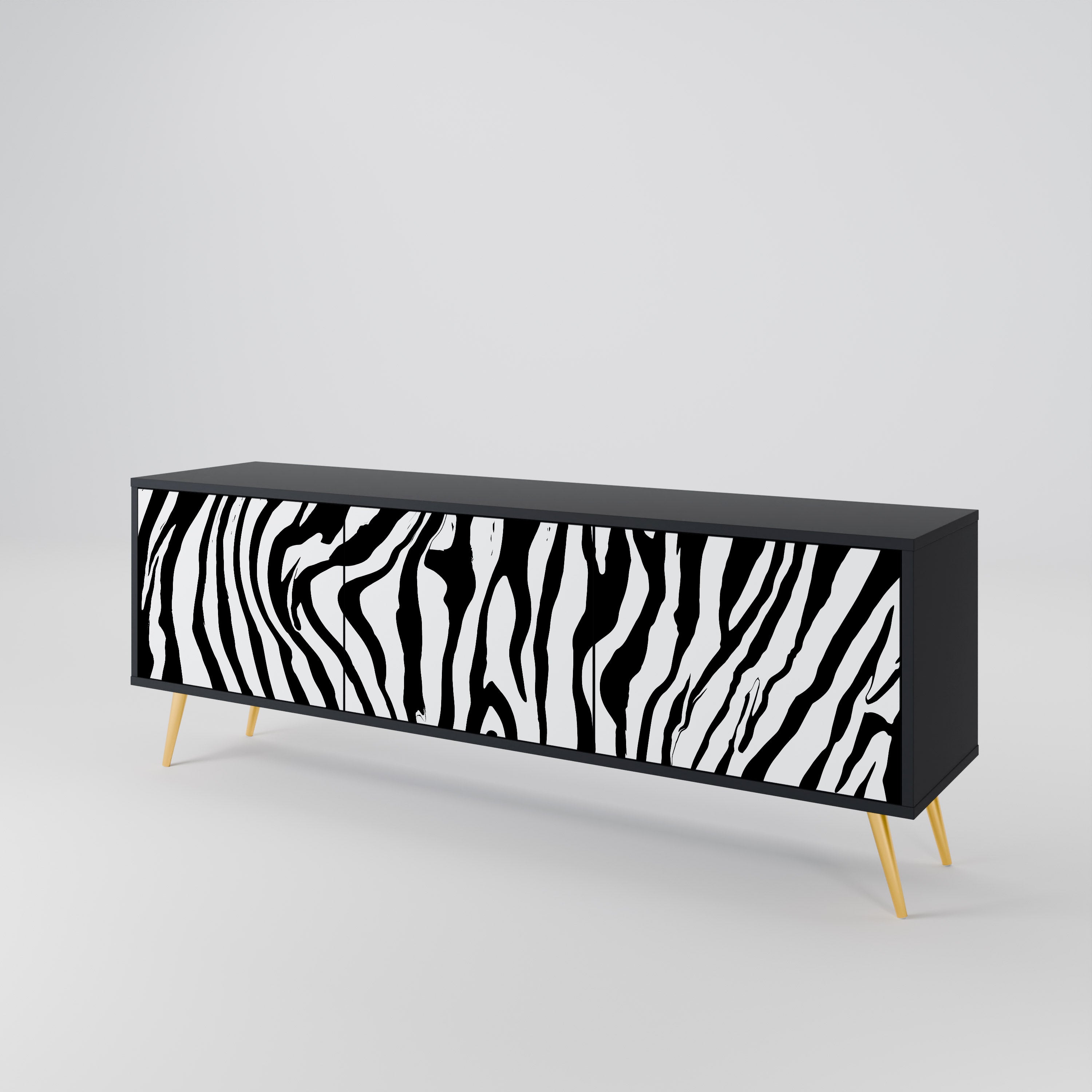 Mueble de TV SPLENDID ZEBRA de 3 puertas con acabado negro