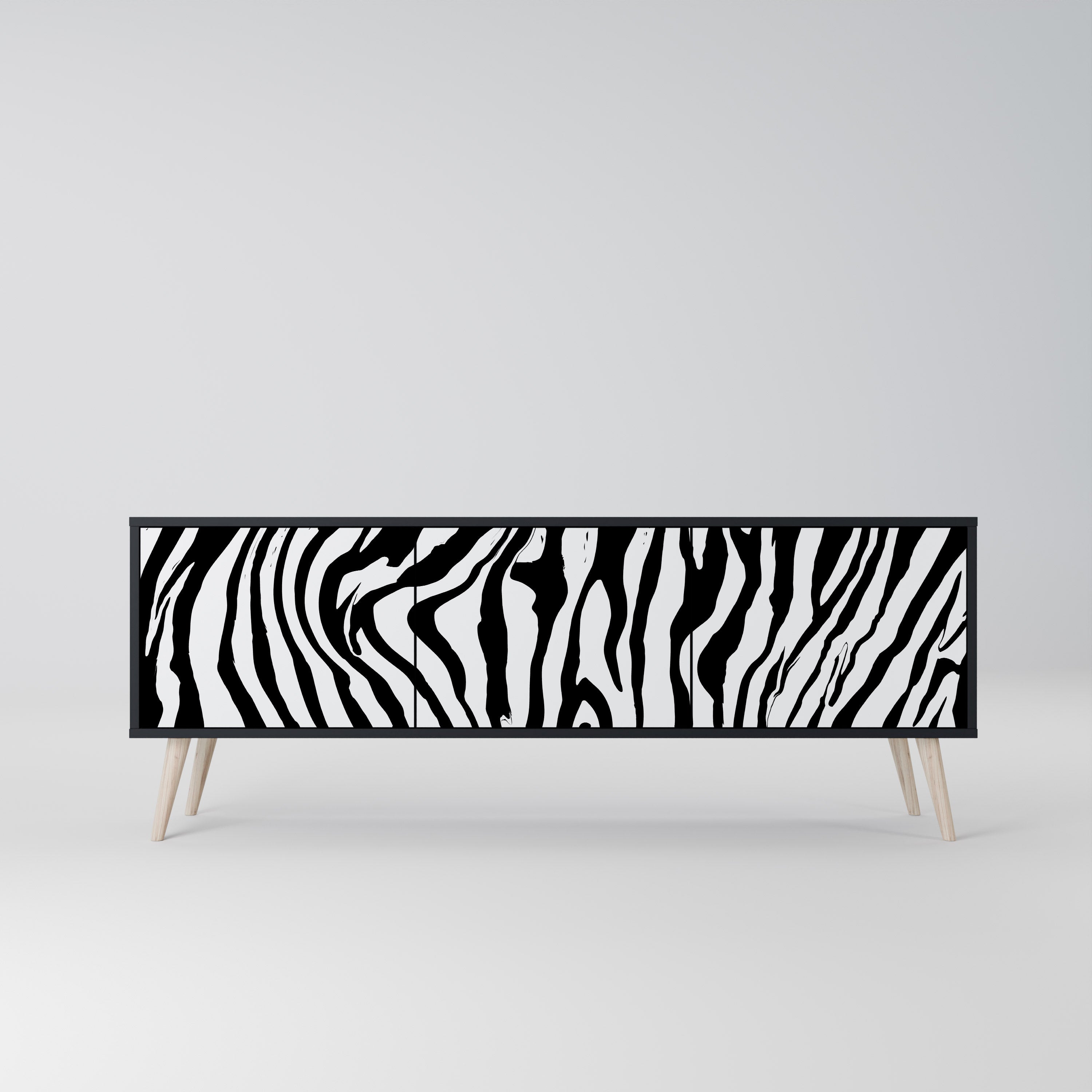 Mueble de TV SPLENDID ZEBRA de 3 puertas con acabado negro