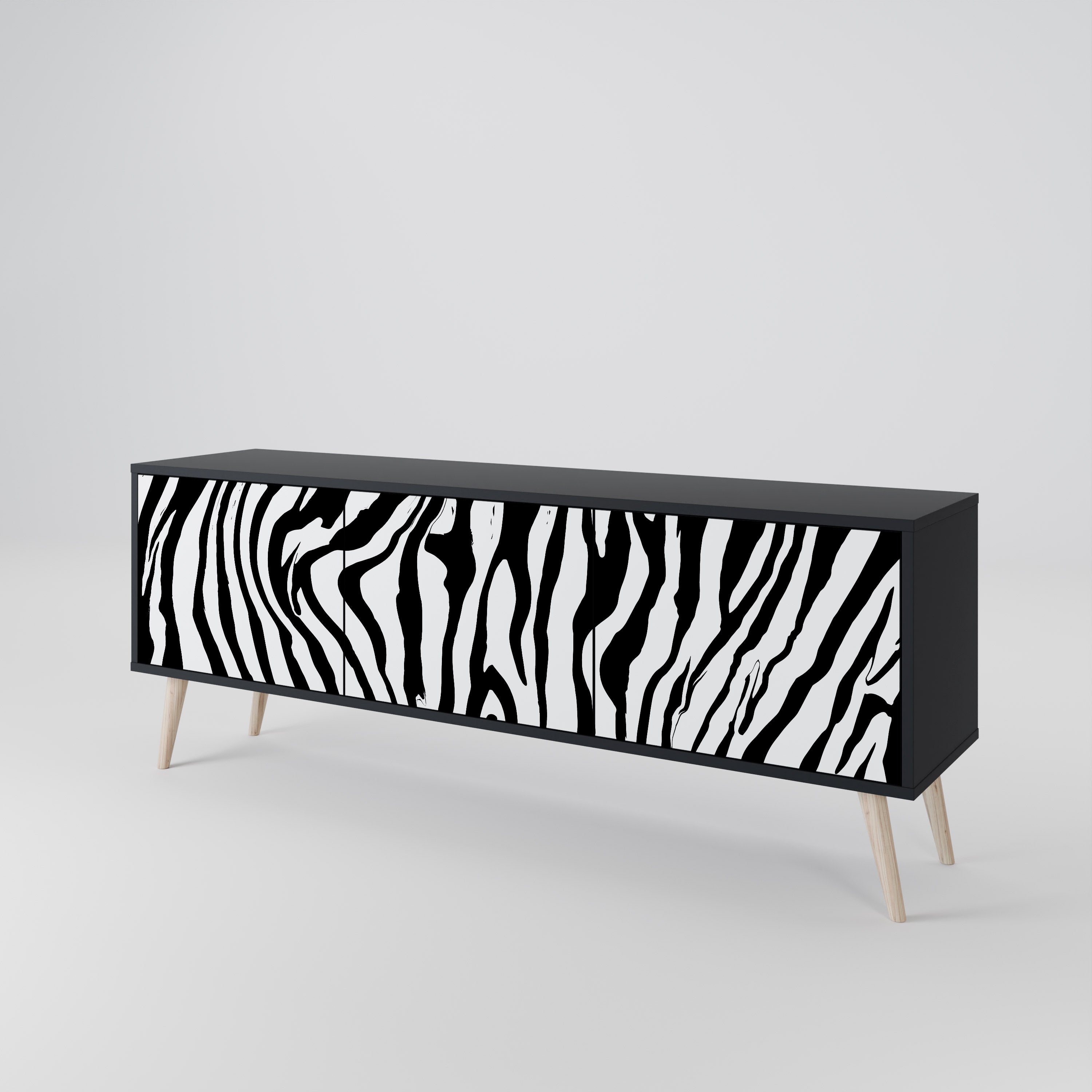 Mueble de TV SPLENDID ZEBRA de 3 puertas con acabado negro