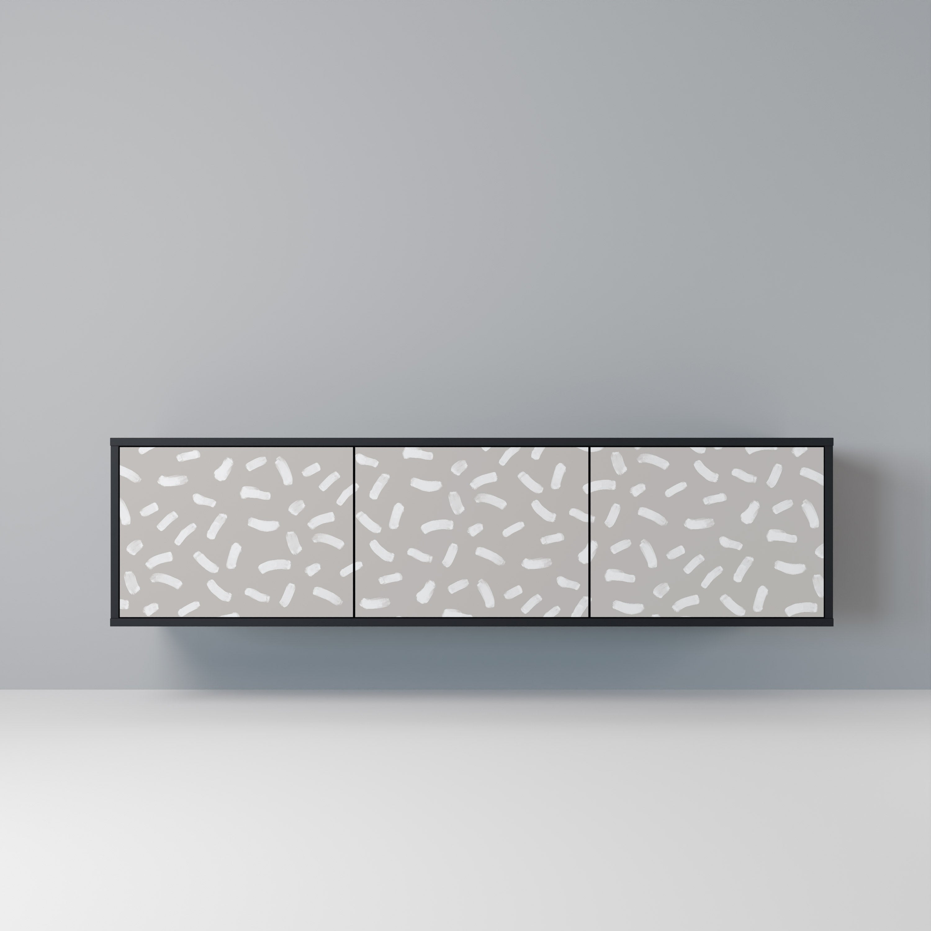 PASSING SECONDS Mueble de TV de 3 puertas con acabado negro