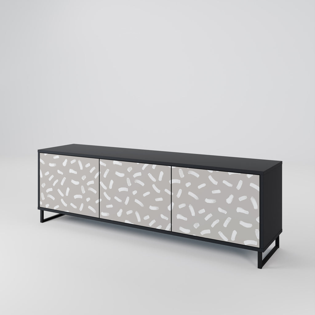 PASSING SECONDS Mueble de TV de 3 puertas con acabado negro