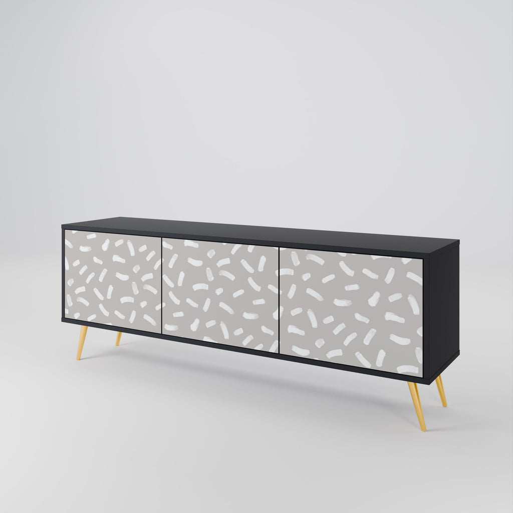 PASSING SECONDS Mueble de TV de 3 puertas con acabado negro