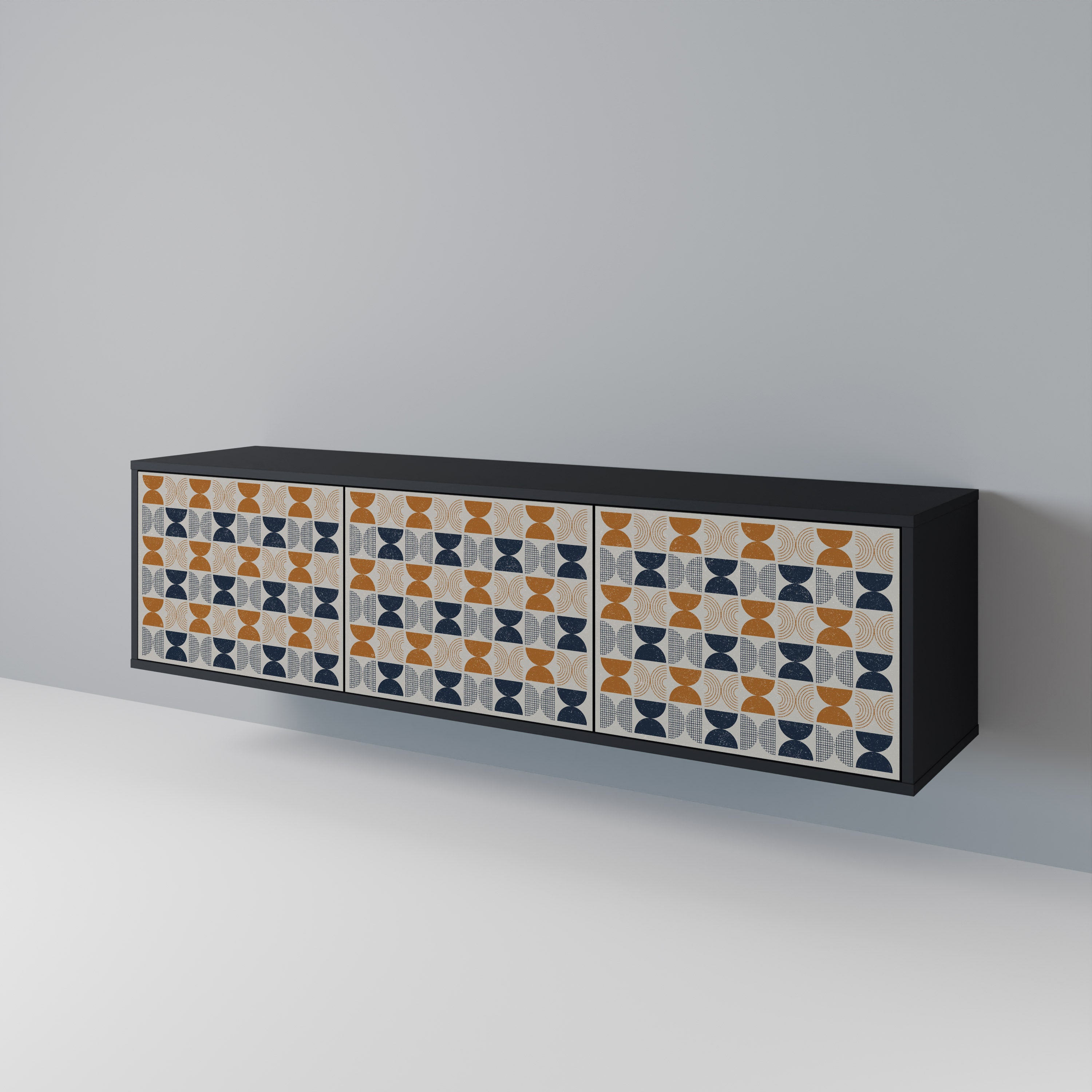 Mueble de TV de 3 puertas REFLECTION RANGE en acabado negro