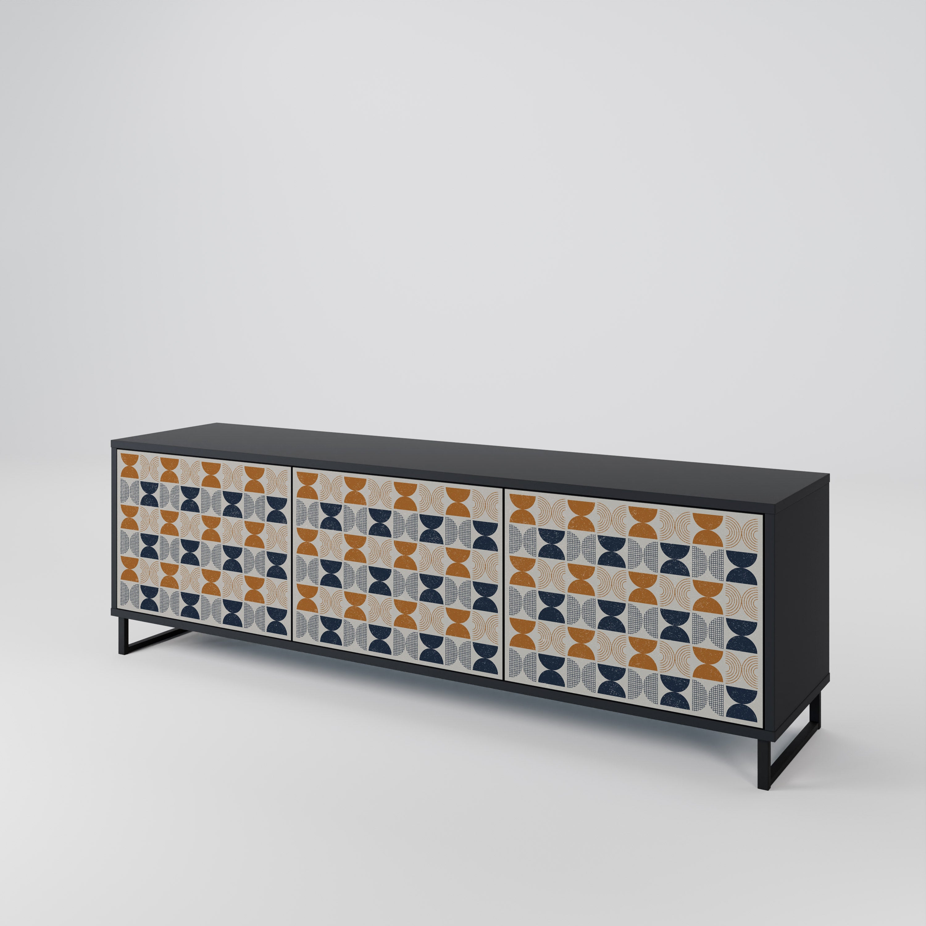 Mueble de TV de 3 puertas REFLECTION RANGE en acabado negro