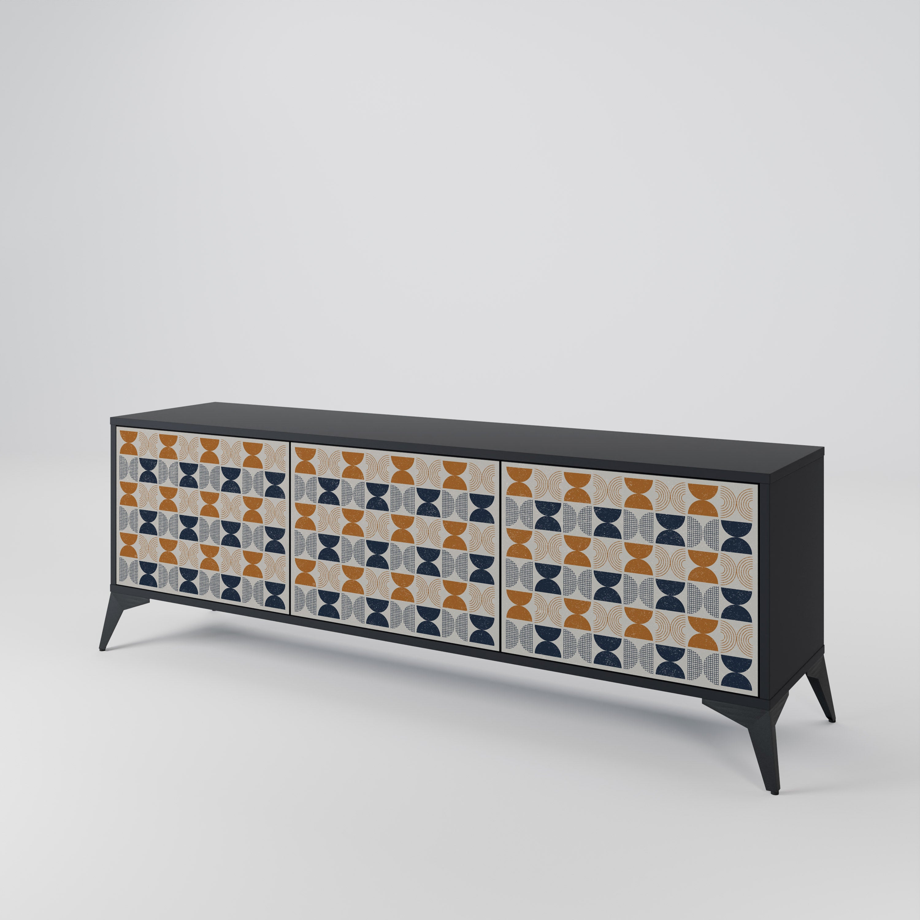 Mueble de TV de 3 puertas REFLECTION RANGE en acabado negro