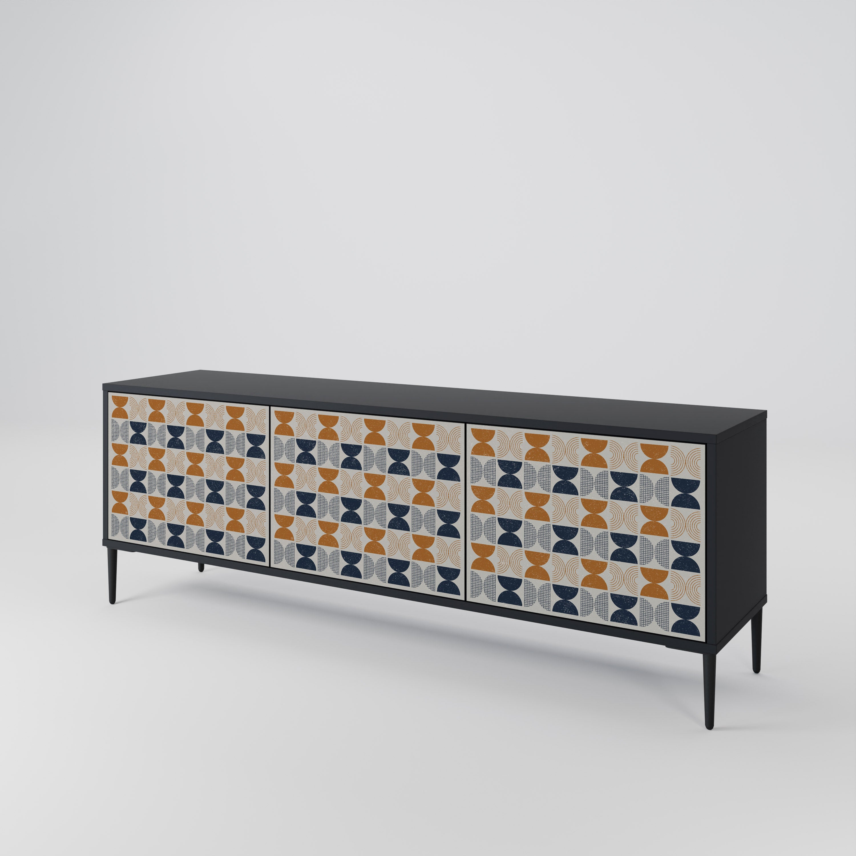 Mueble de TV de 3 puertas REFLECTION RANGE en acabado negro