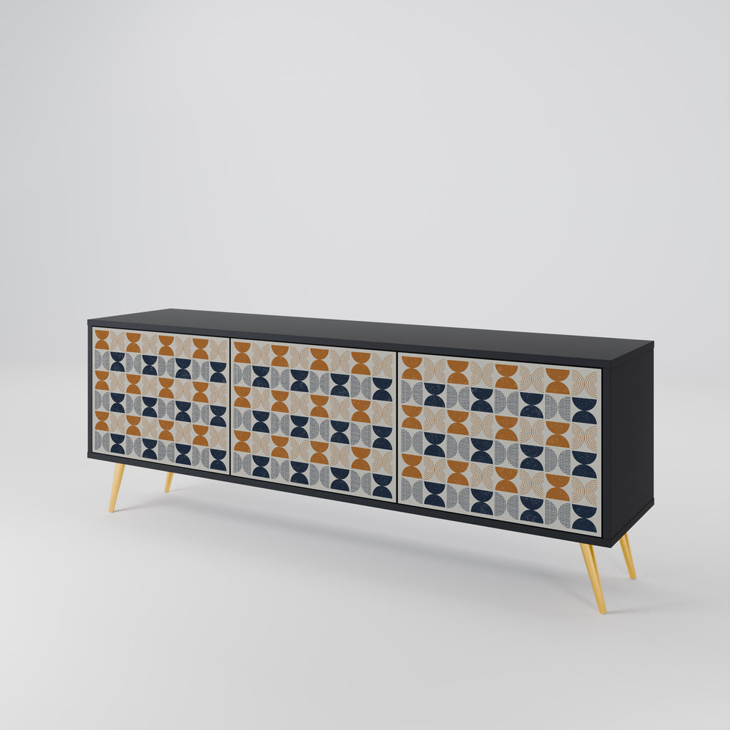 Mueble de TV de 3 puertas REFLECTION RANGE en acabado negro
