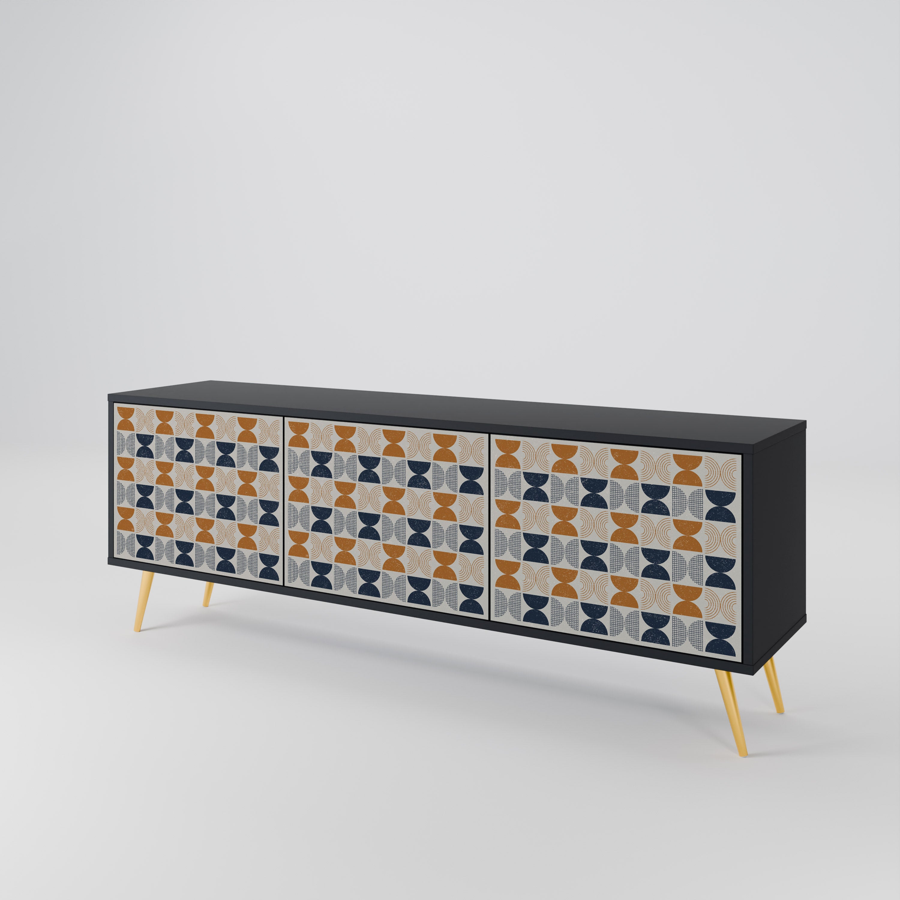 Mueble de TV de 3 puertas REFLECTION RANGE en acabado negro