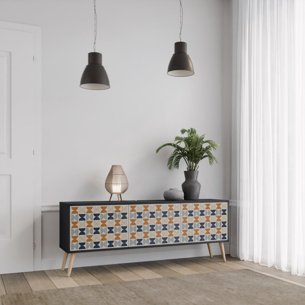 Mueble de TV de 3 puertas REFLECTION RANGE en acabado negro
