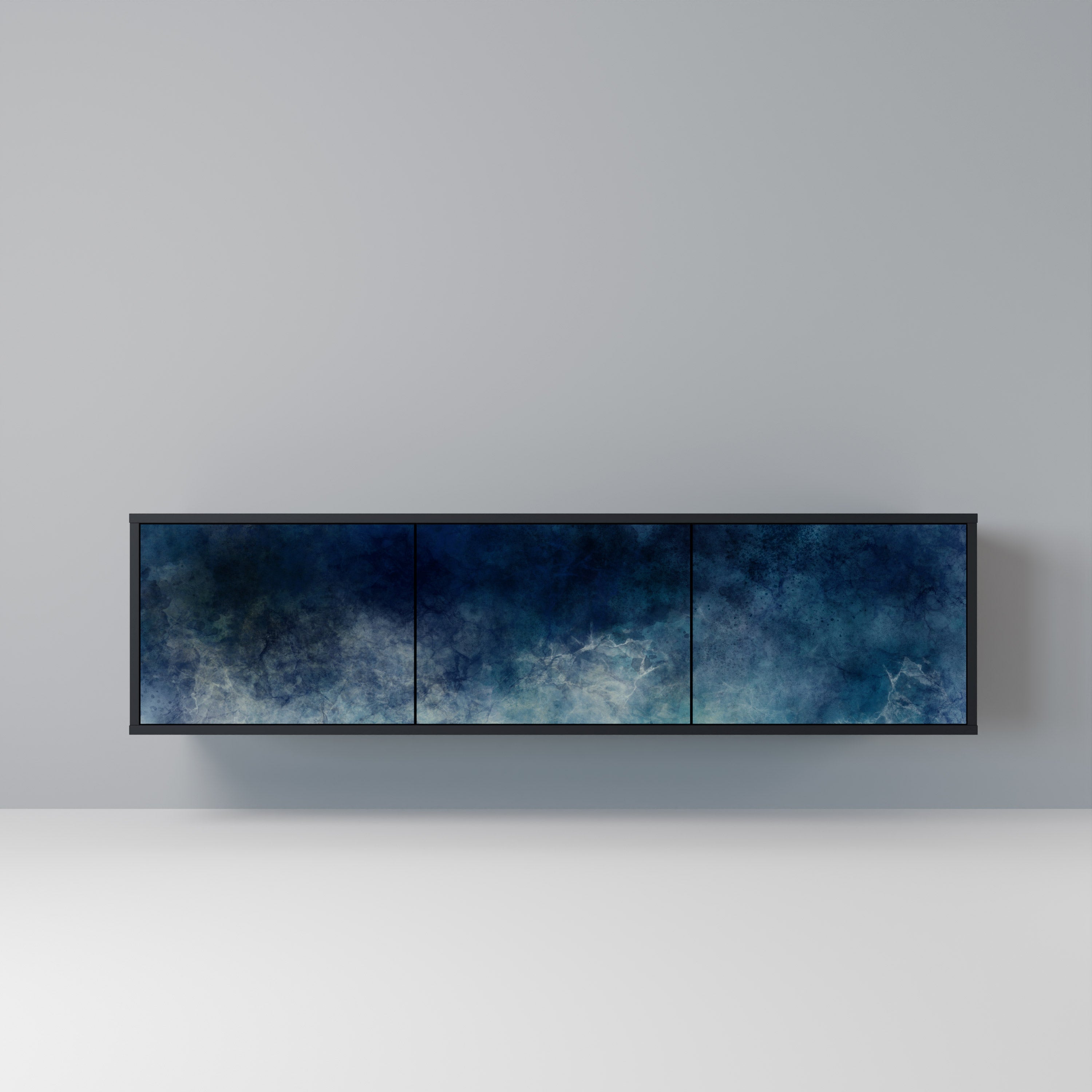 Mueble de TV de 3 puertas CELESTIAL FALL en acabado negro