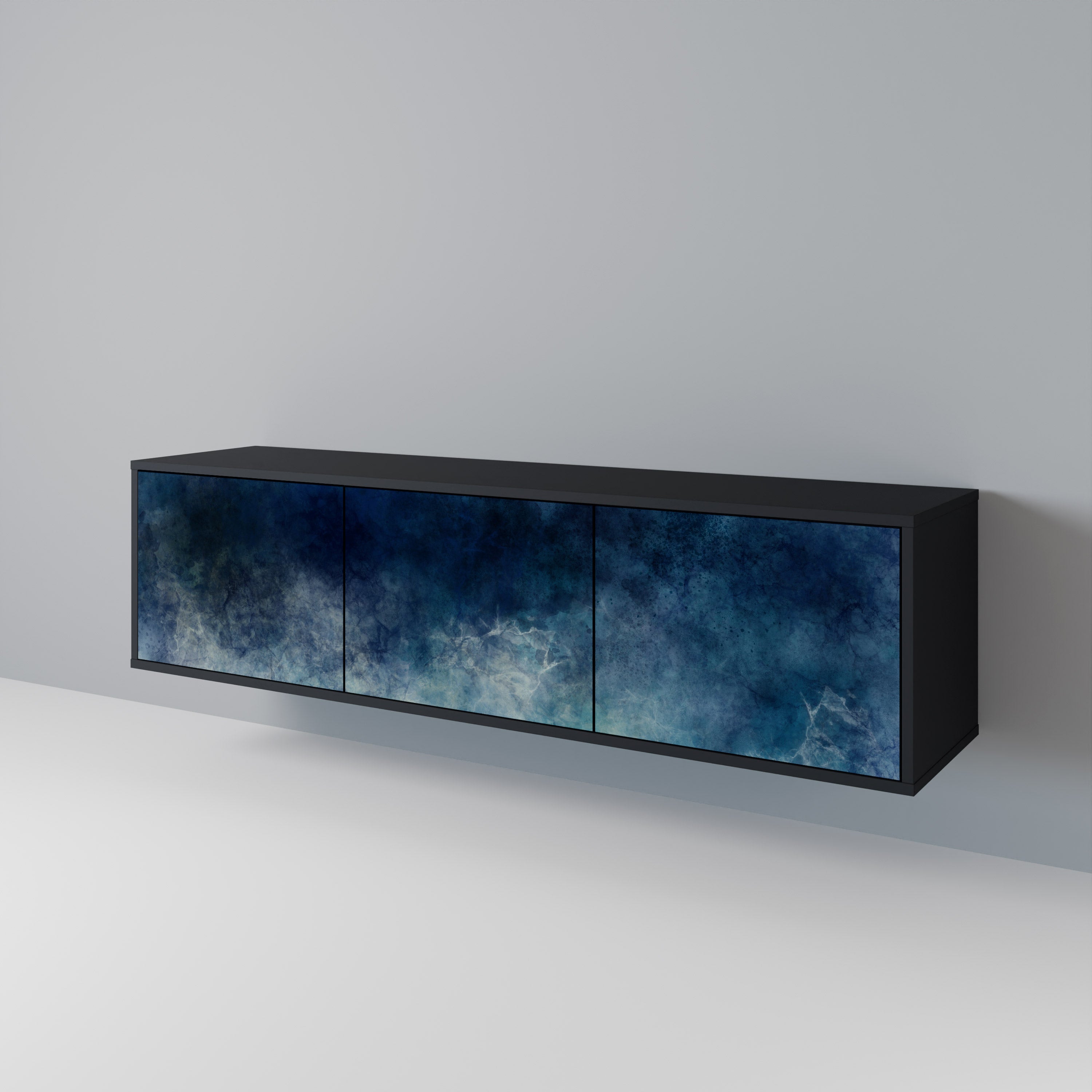 Mueble de TV de 3 puertas CELESTIAL FALL en acabado negro